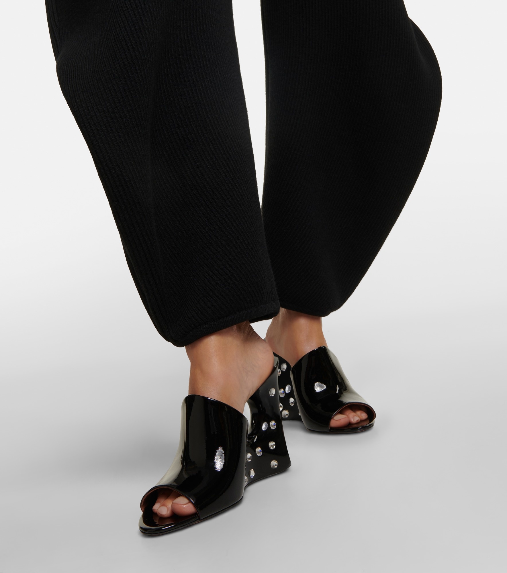 La Sculpture embellished patent leather mules - 7