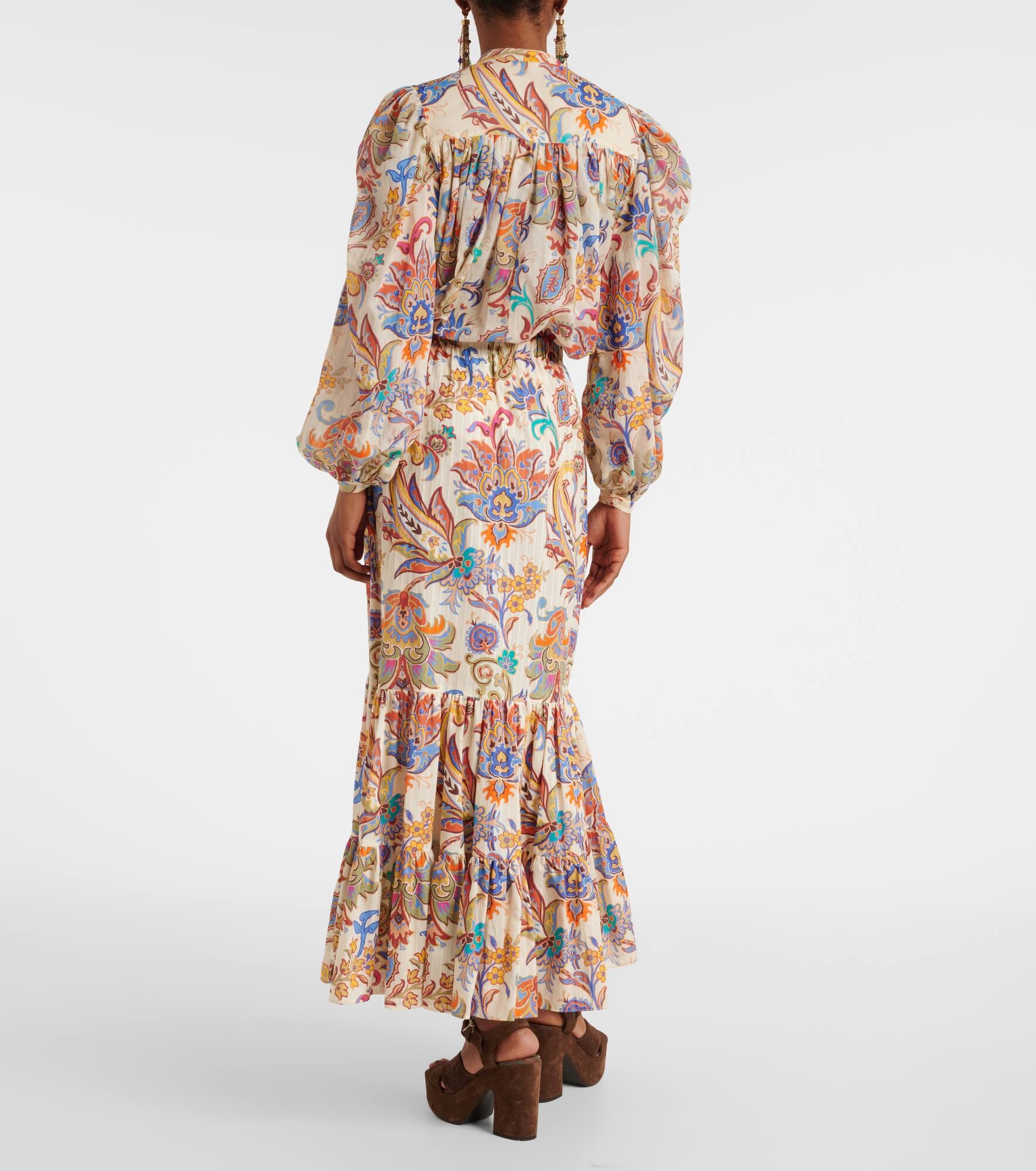 Paisley tiered cotton maxi skirt - 3