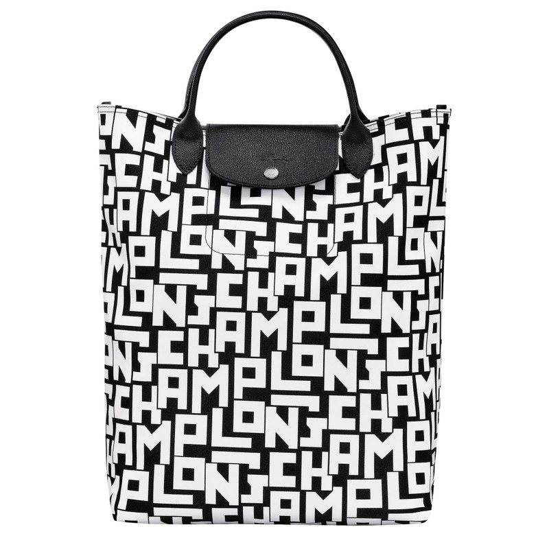Le Pliage LGP M Tote bag Black/White - Canvas 1