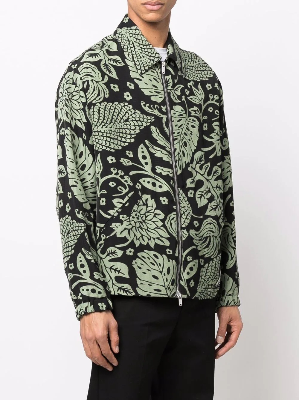 foliage-print boxy coat jacket - 3