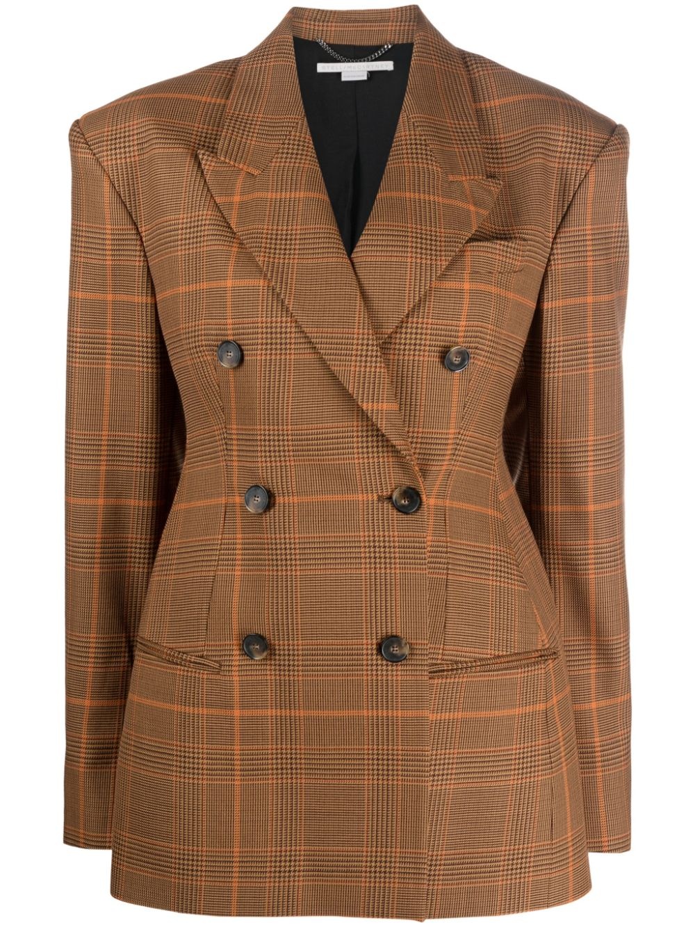 double-breasted checked wool blazer - 1