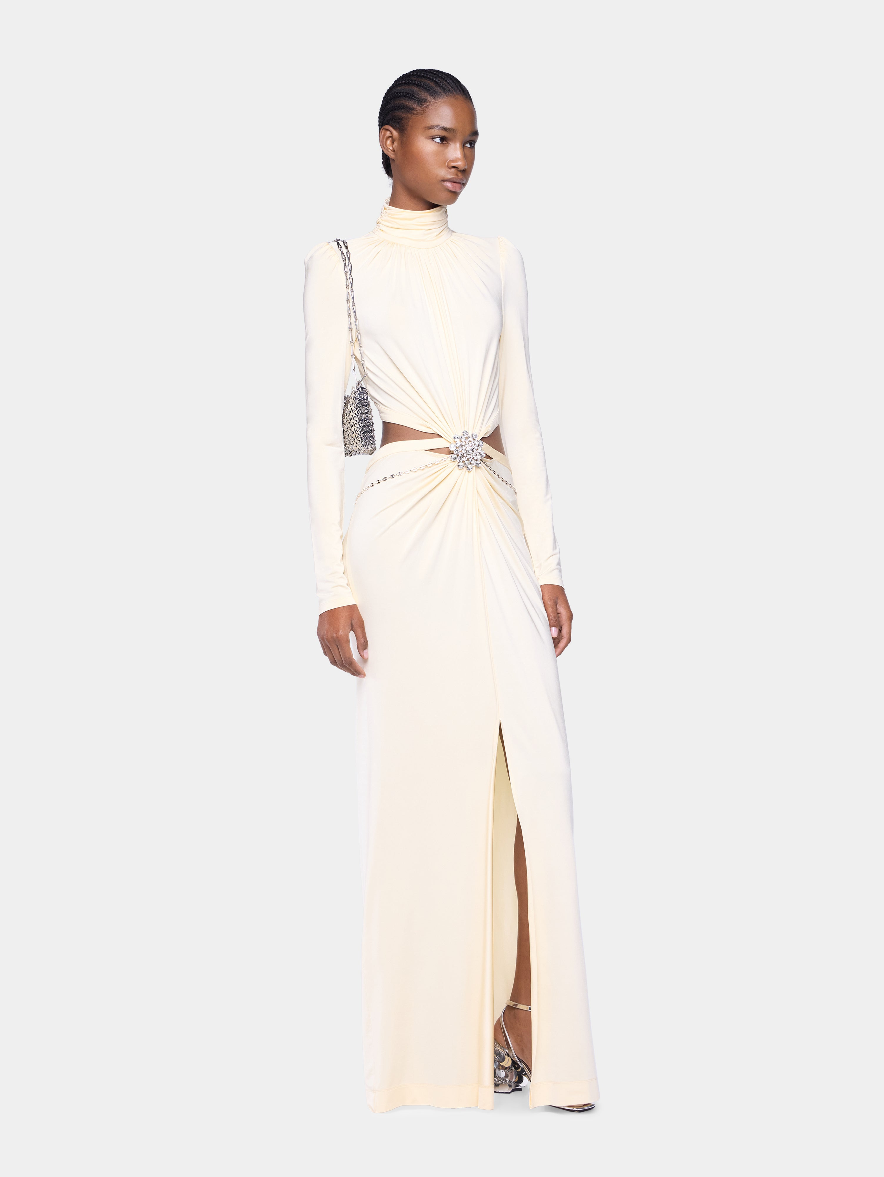 CREAM LONG DRESS IN JERSEY - 3
