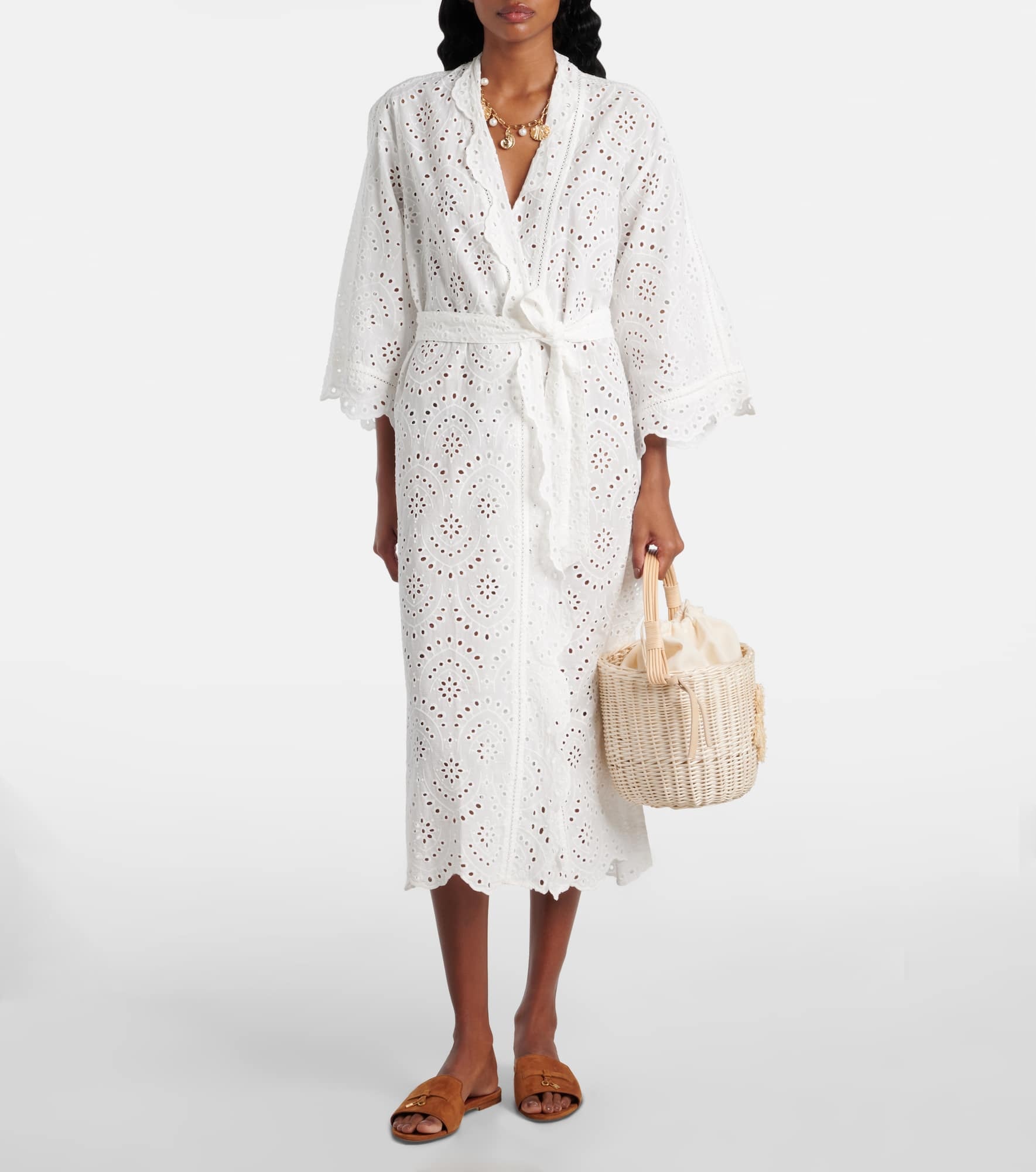 Aya broderie anglaise cotton beach cover-up - 2