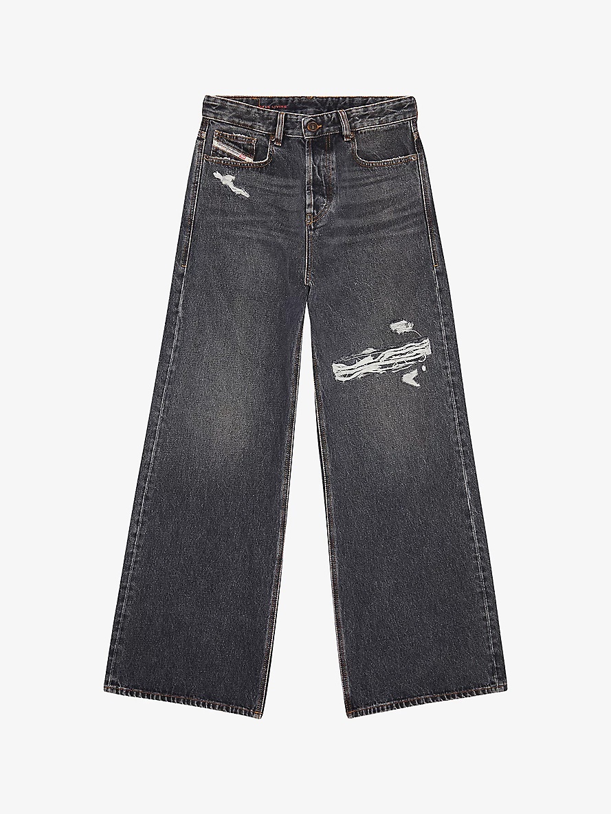1996 D-Sire distressed wide-leg low-rise jeans - 1
