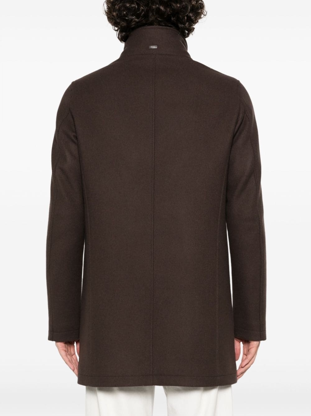 high-neck brushed peacoat - 6