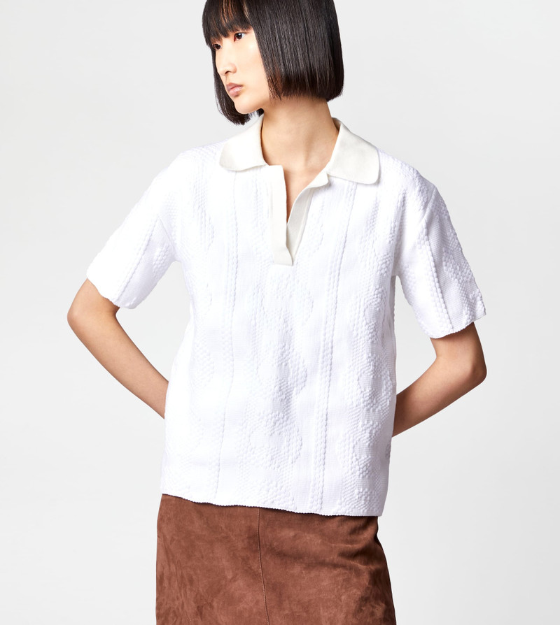 Tod's JACQUARD POLO SHIRT - WHITE outlook