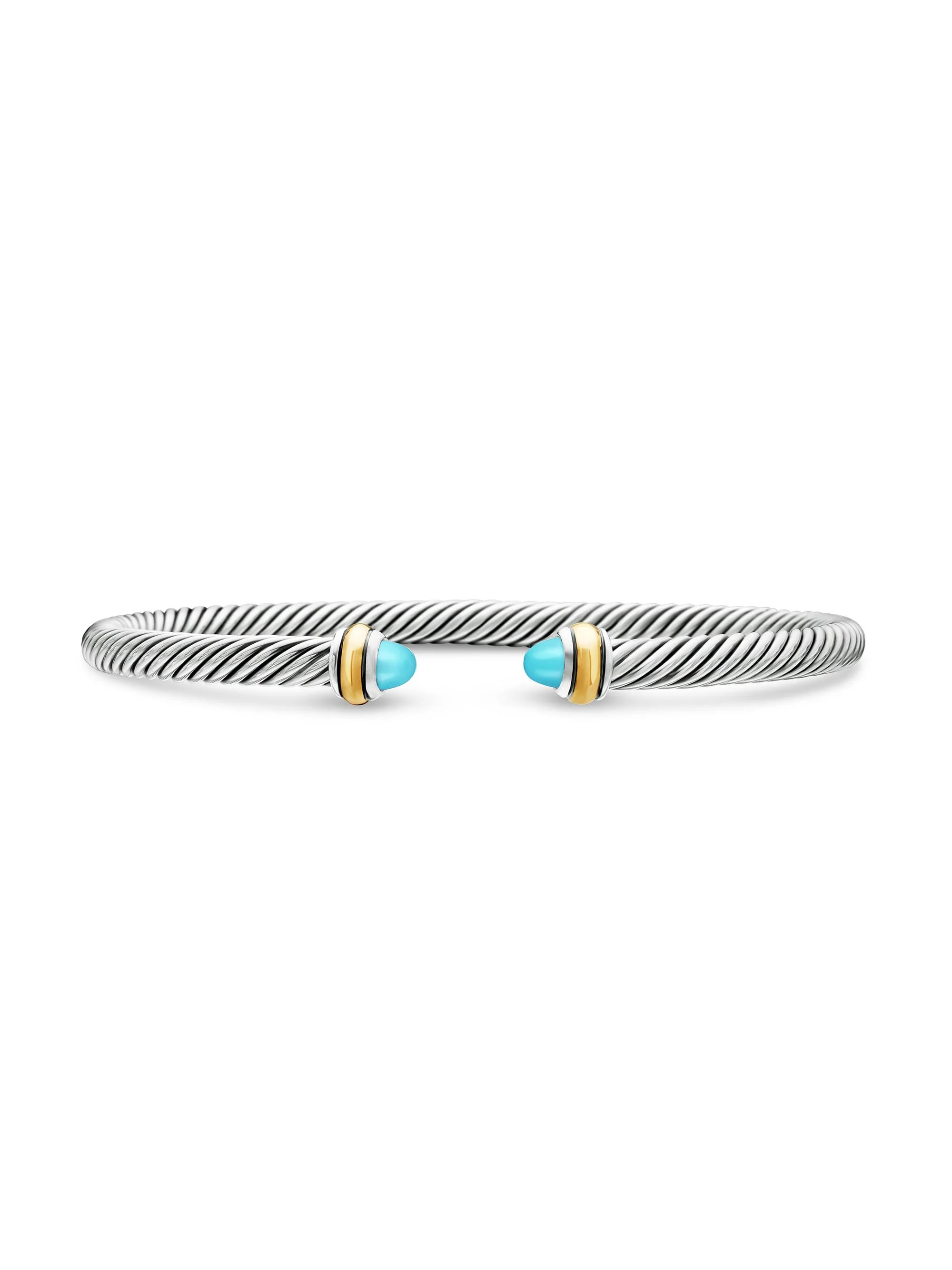 Women's Cable Classics Color Bracelet with 18K Yellow Gold - Turquoise - 1