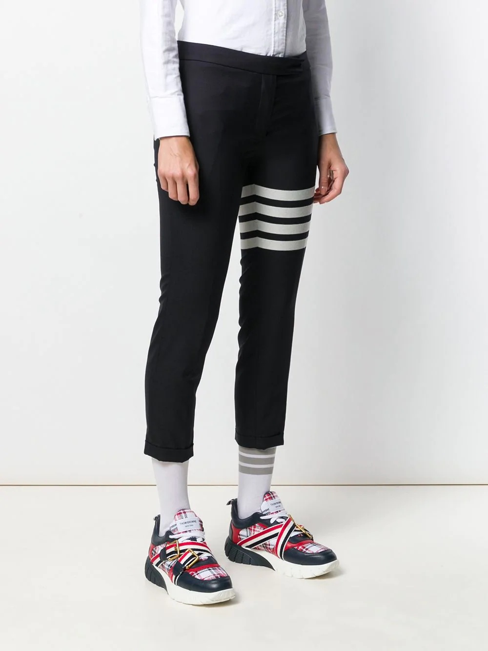plain weave 4-Bar skinny trousers - 3