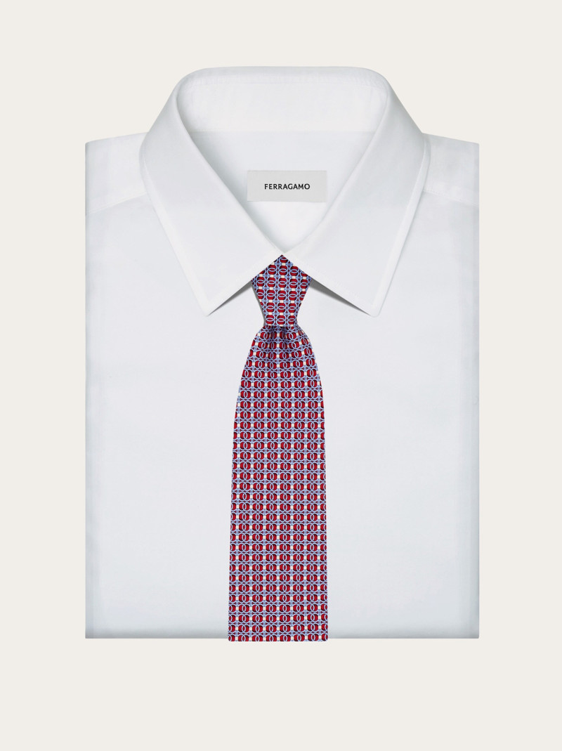 Gancini chain print silk tie 4