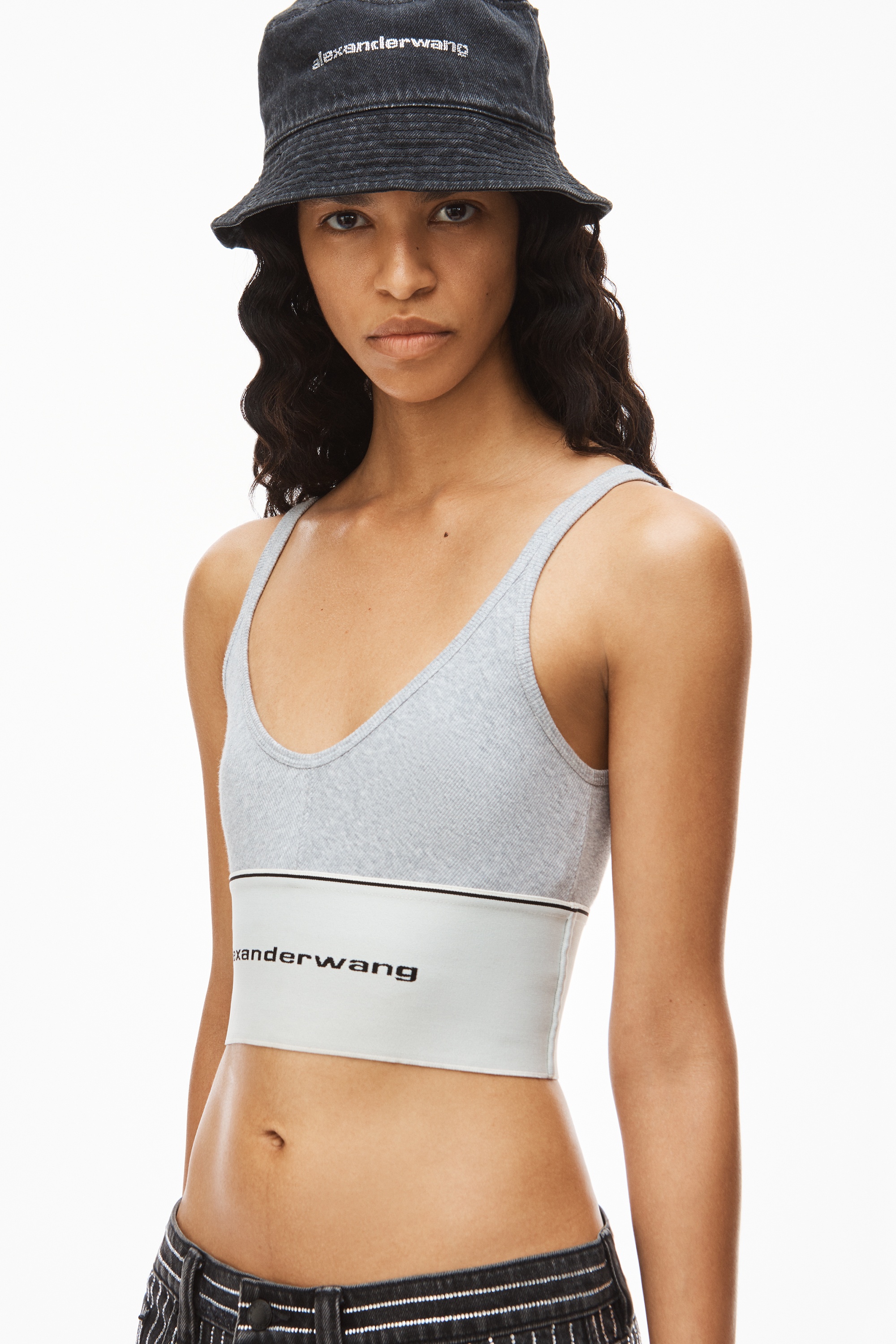 LOGO ELASTIC BRA IN RIBBED JERSEY - 3