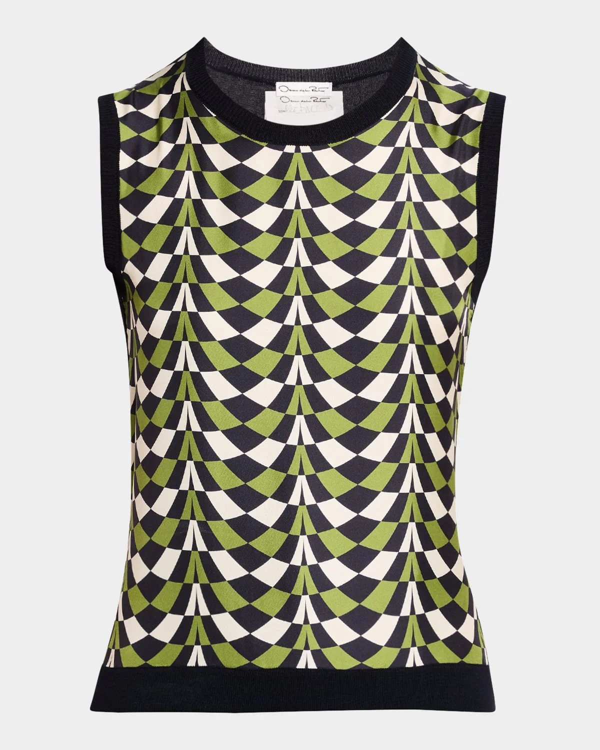 Geo Print Silk Insert Knit Tank Top - 1