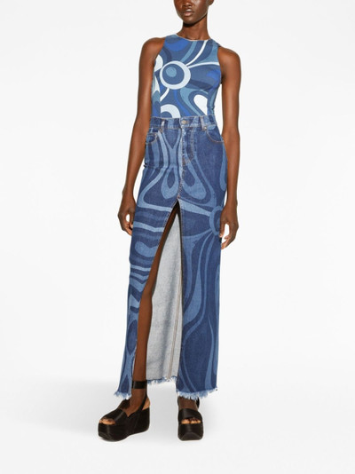 PUCCI Marmo-print denim skirt outlook