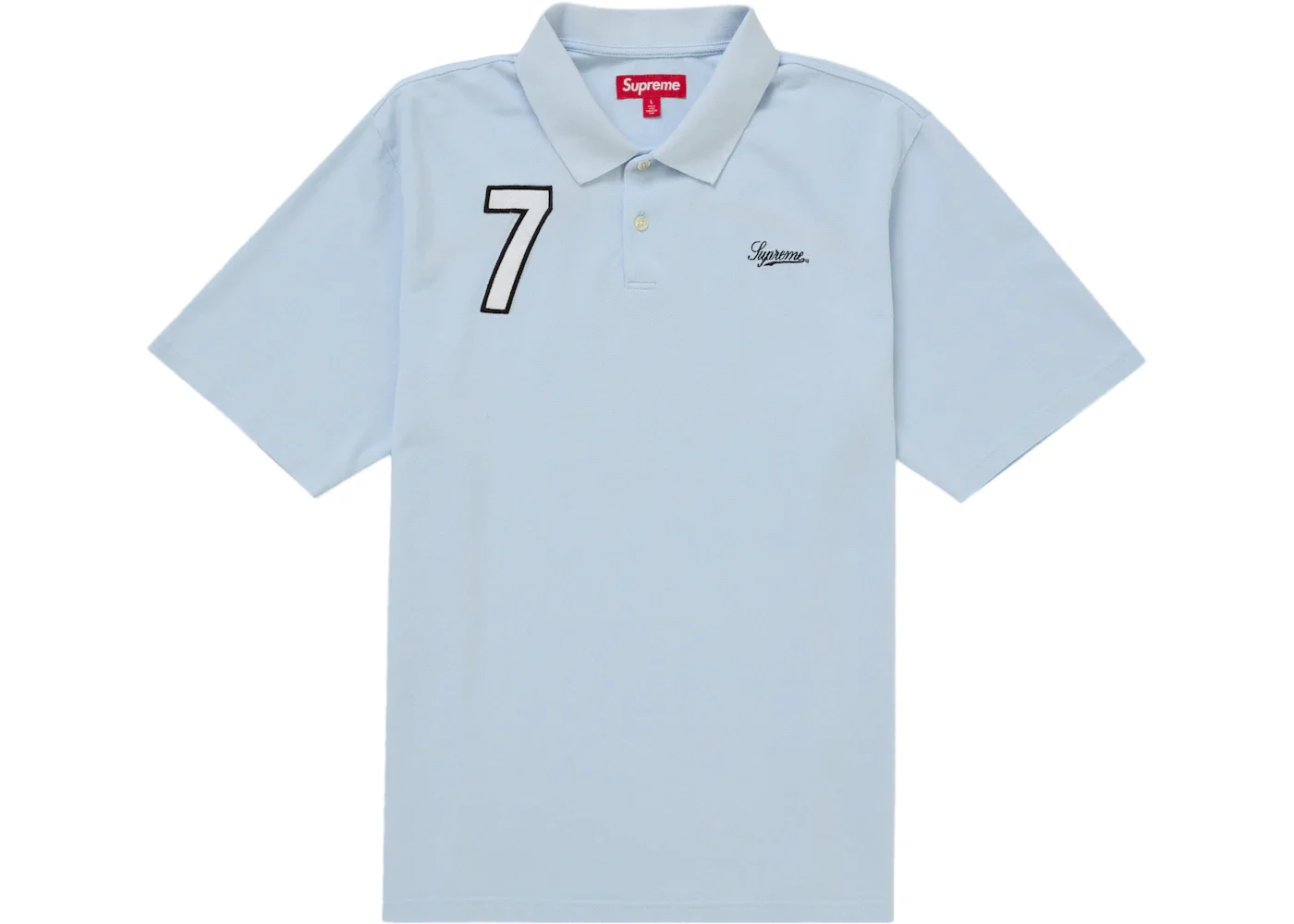 Supreme Cursive Polo Light Blue - 1
