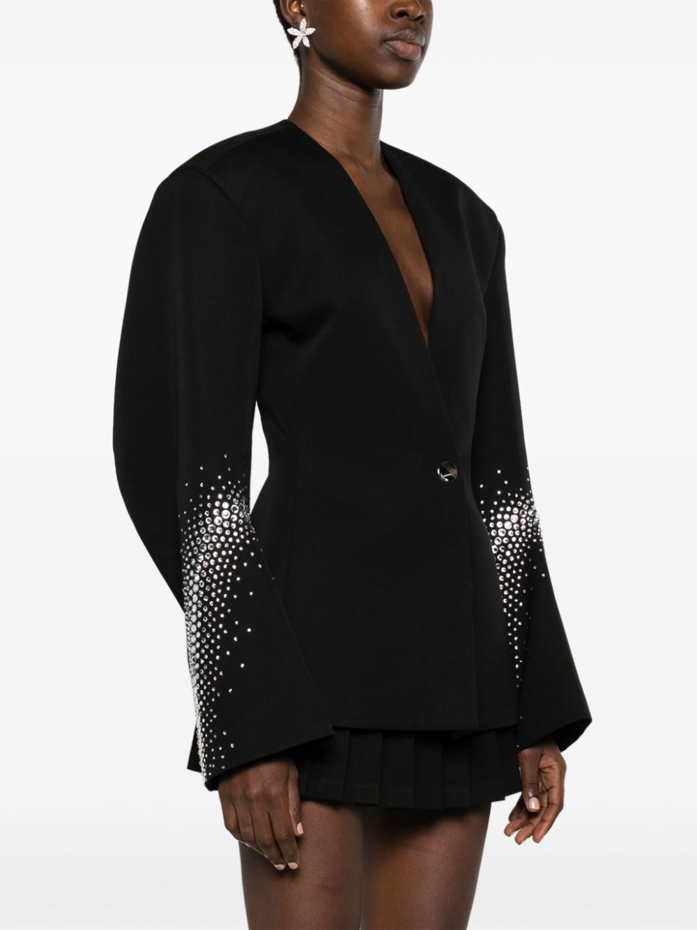rhinestone-embellished wool blazer - 3