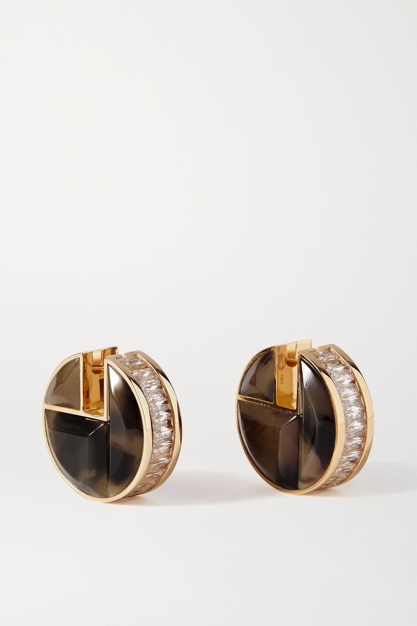 Gold-tone, crystal and tiger eye's earrings - 1