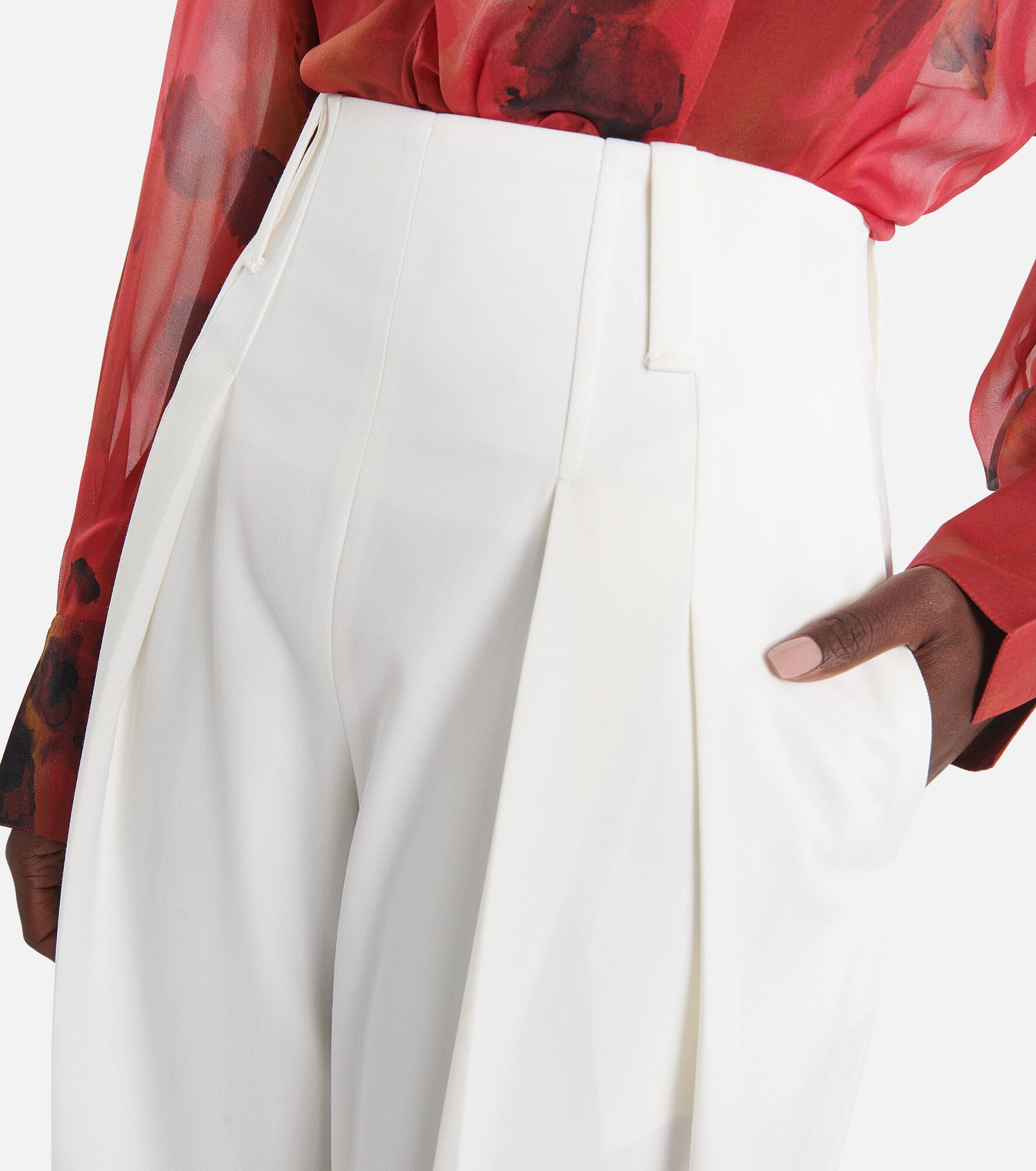 Wool-blend wide-leg pants - 4