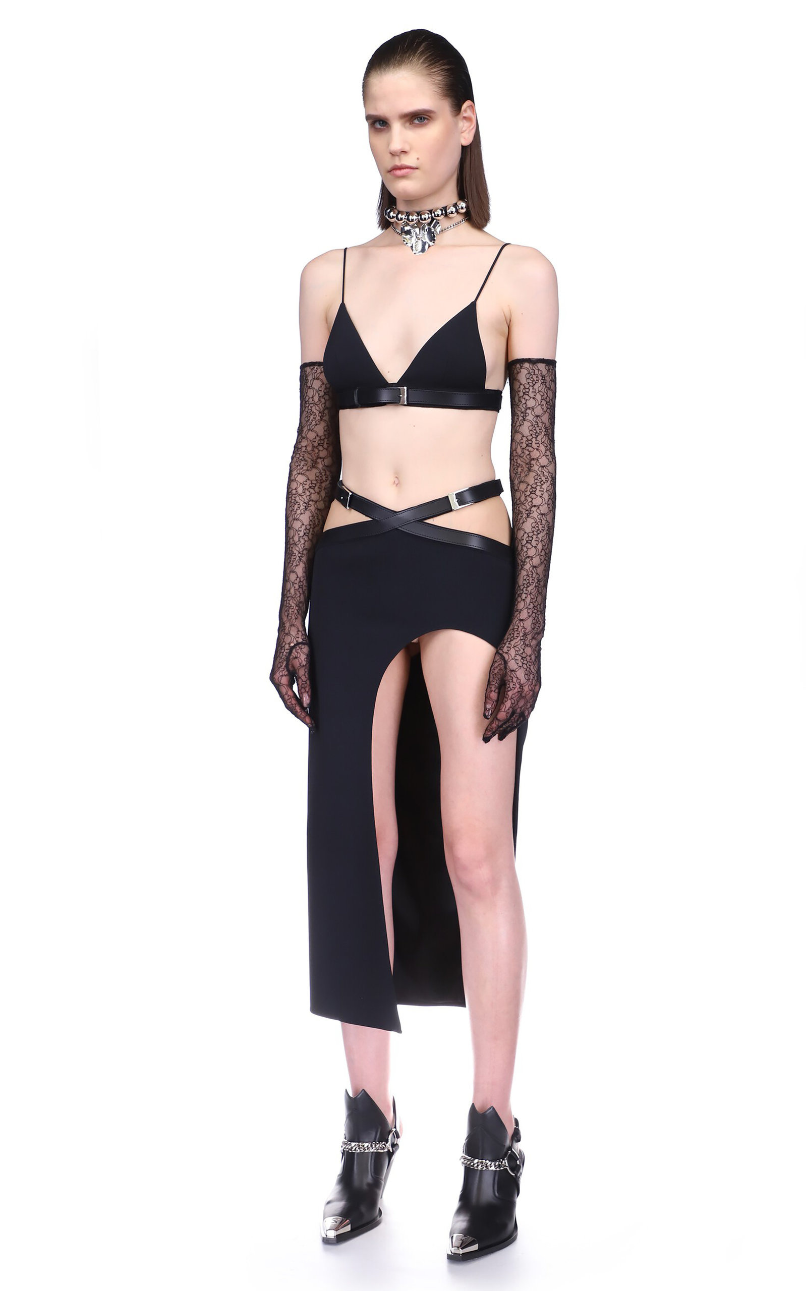 Buckle-Detailed  Midi Skirt black - 4