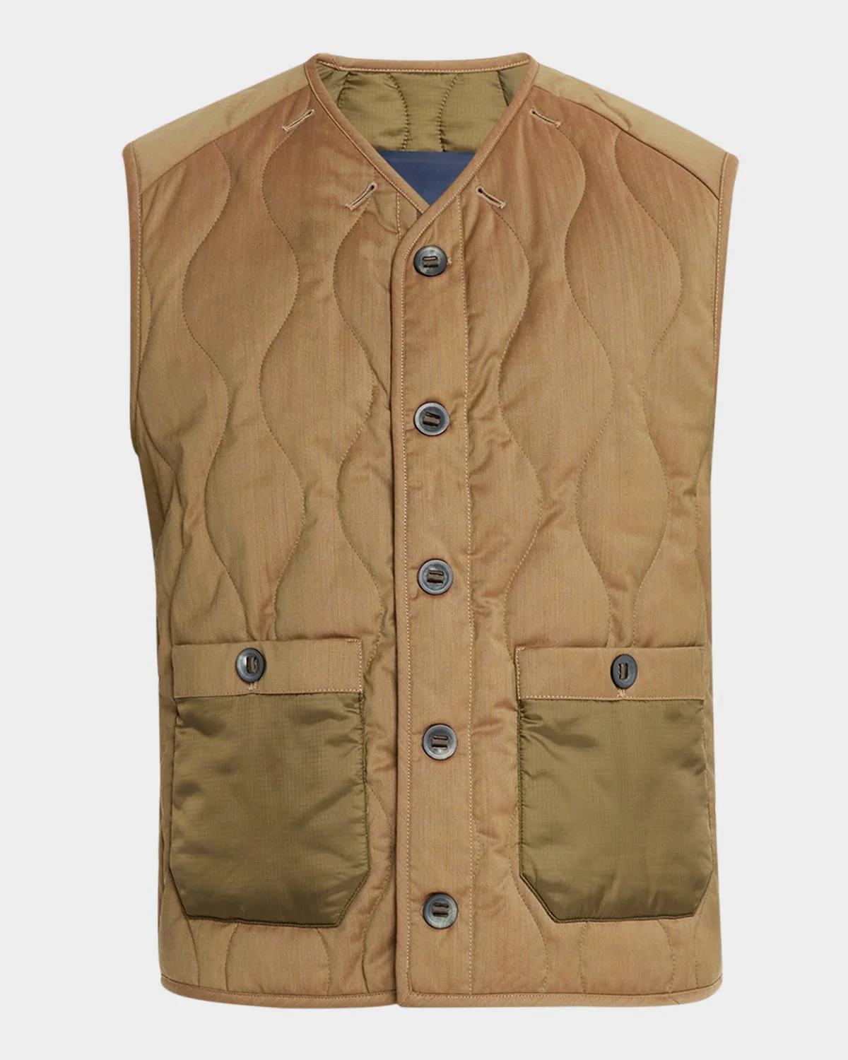 Men's Military-Style Quilted Vest - 1