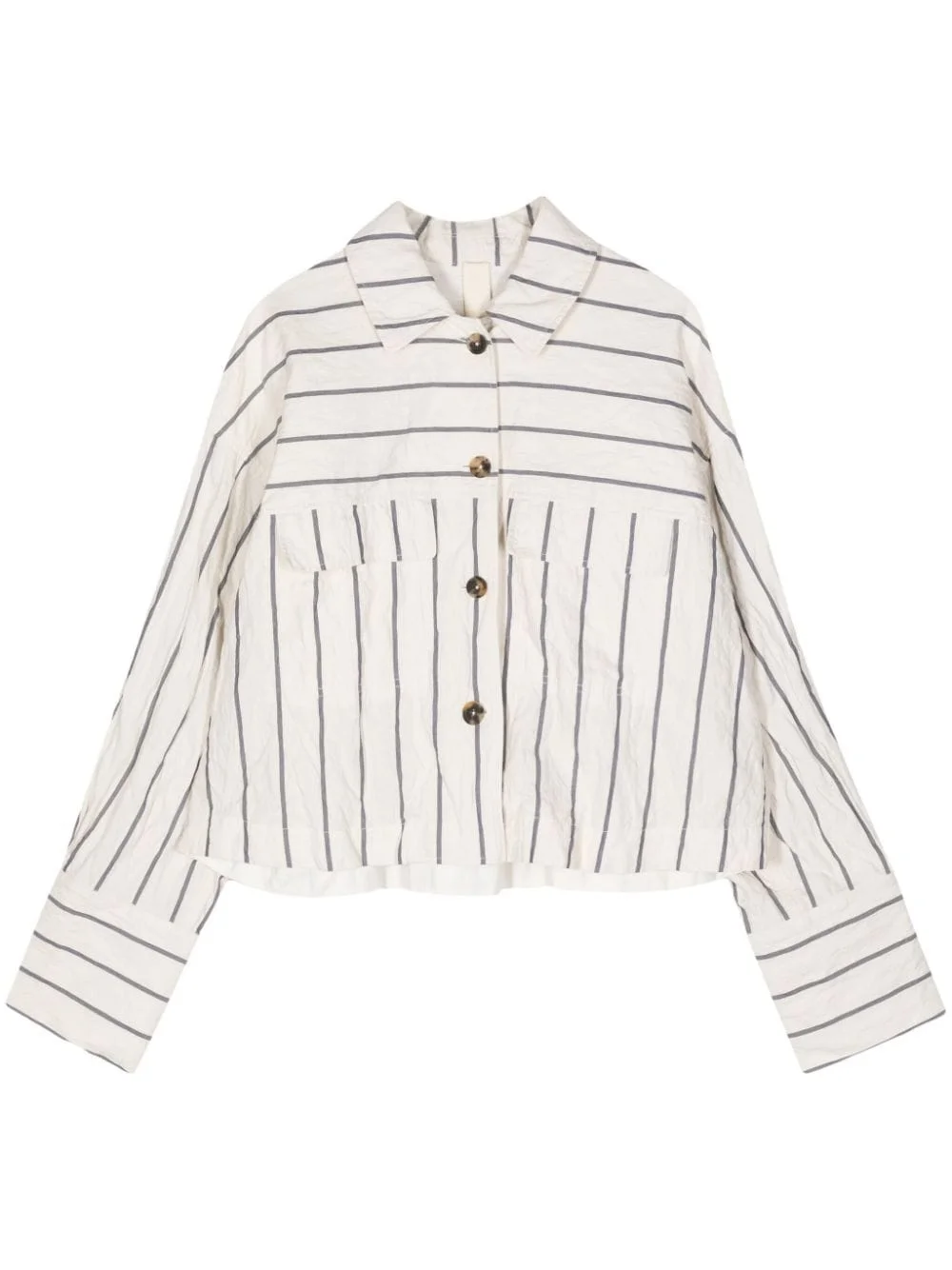 striped drop-shoulder shirt jacket - 1