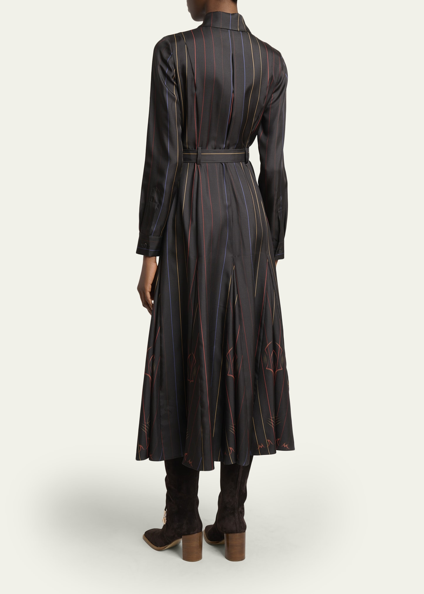 Galway Striped Silk Belted Midi Shirtdress - 3