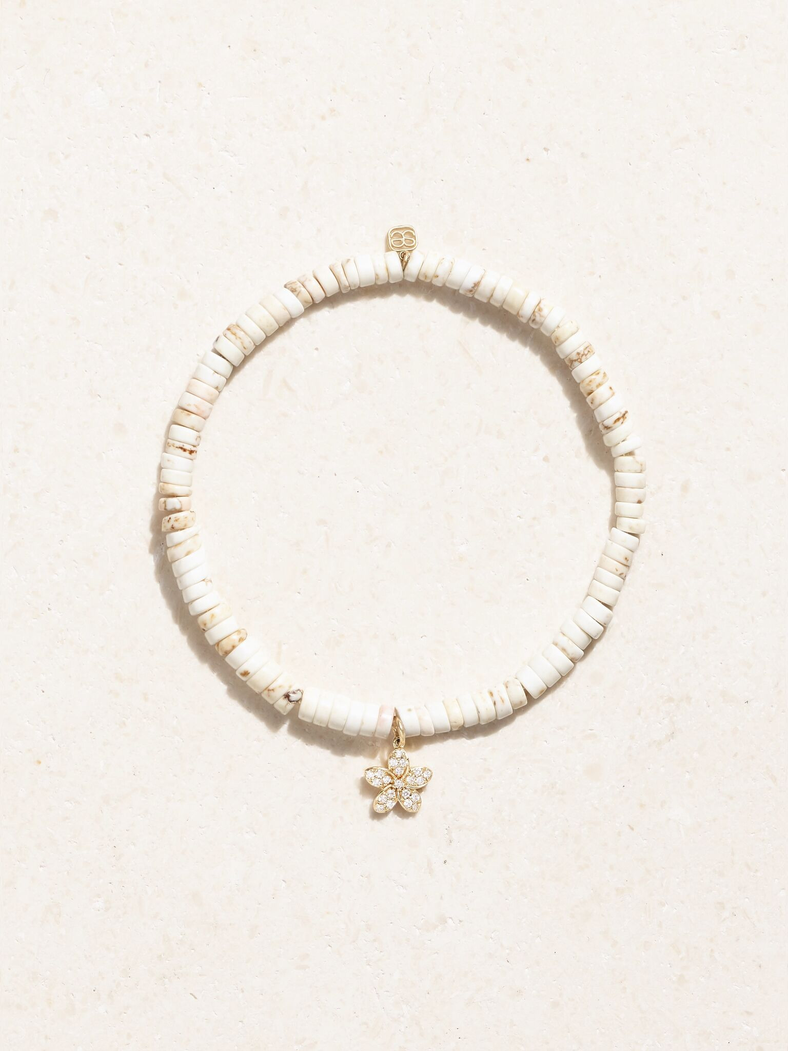 Small Plumeria 14-karat gold, turquoise and diamond bracelet White - 1