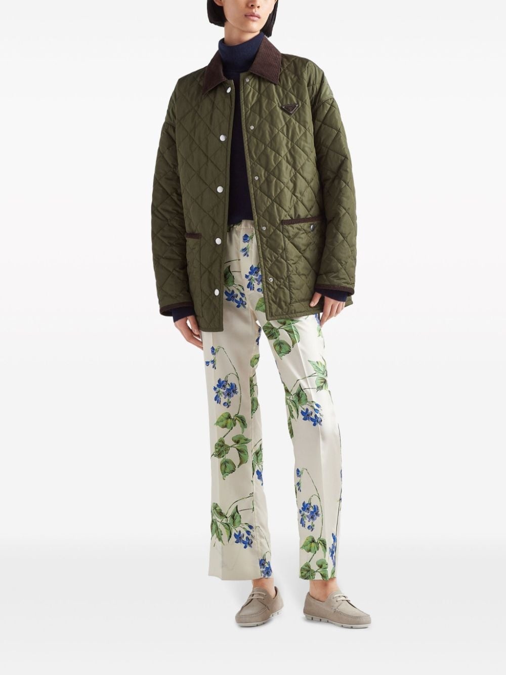 floral twill trousers - 2