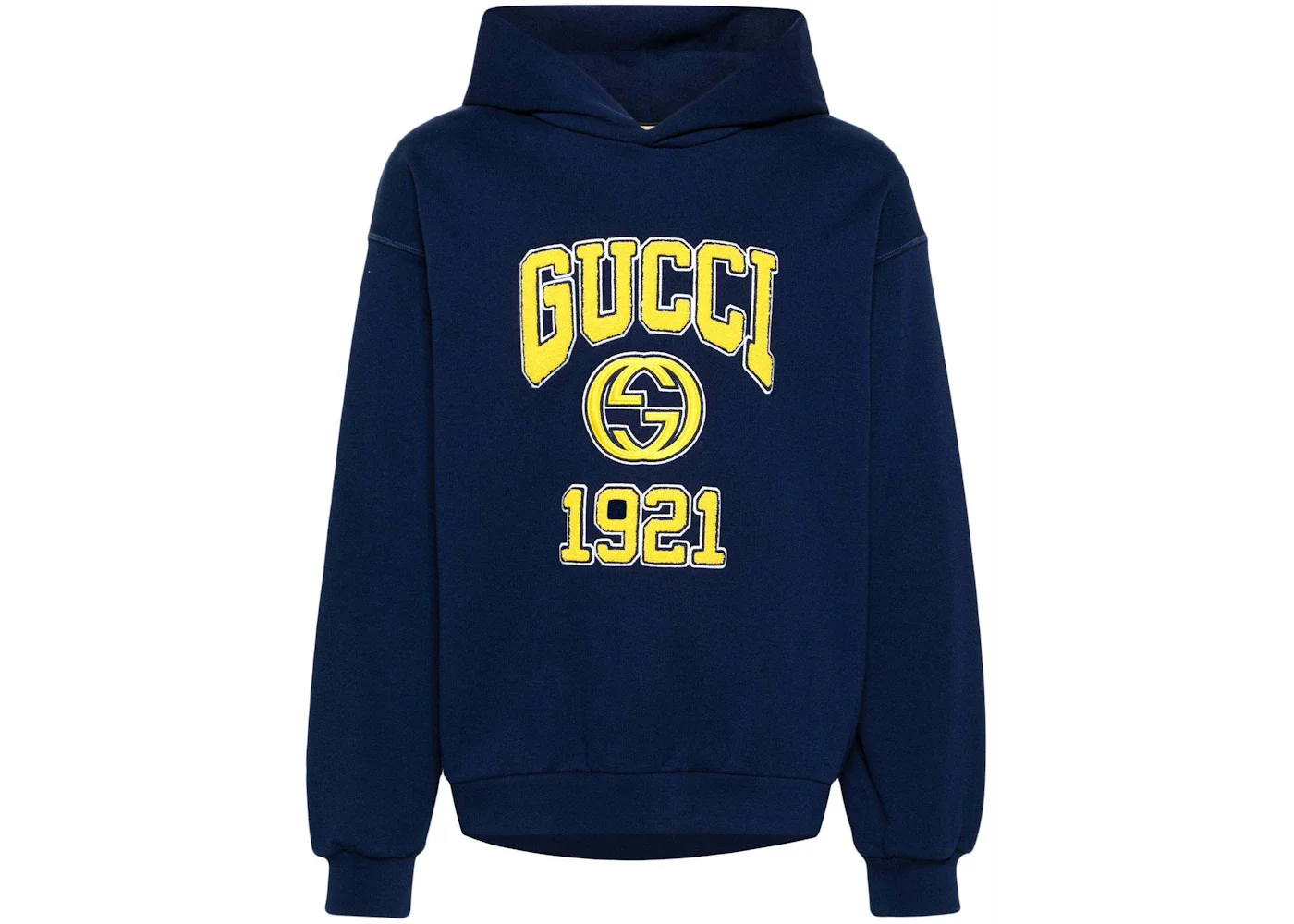 Gucci Embroidery Logo Hoodie Navy Blue - 1