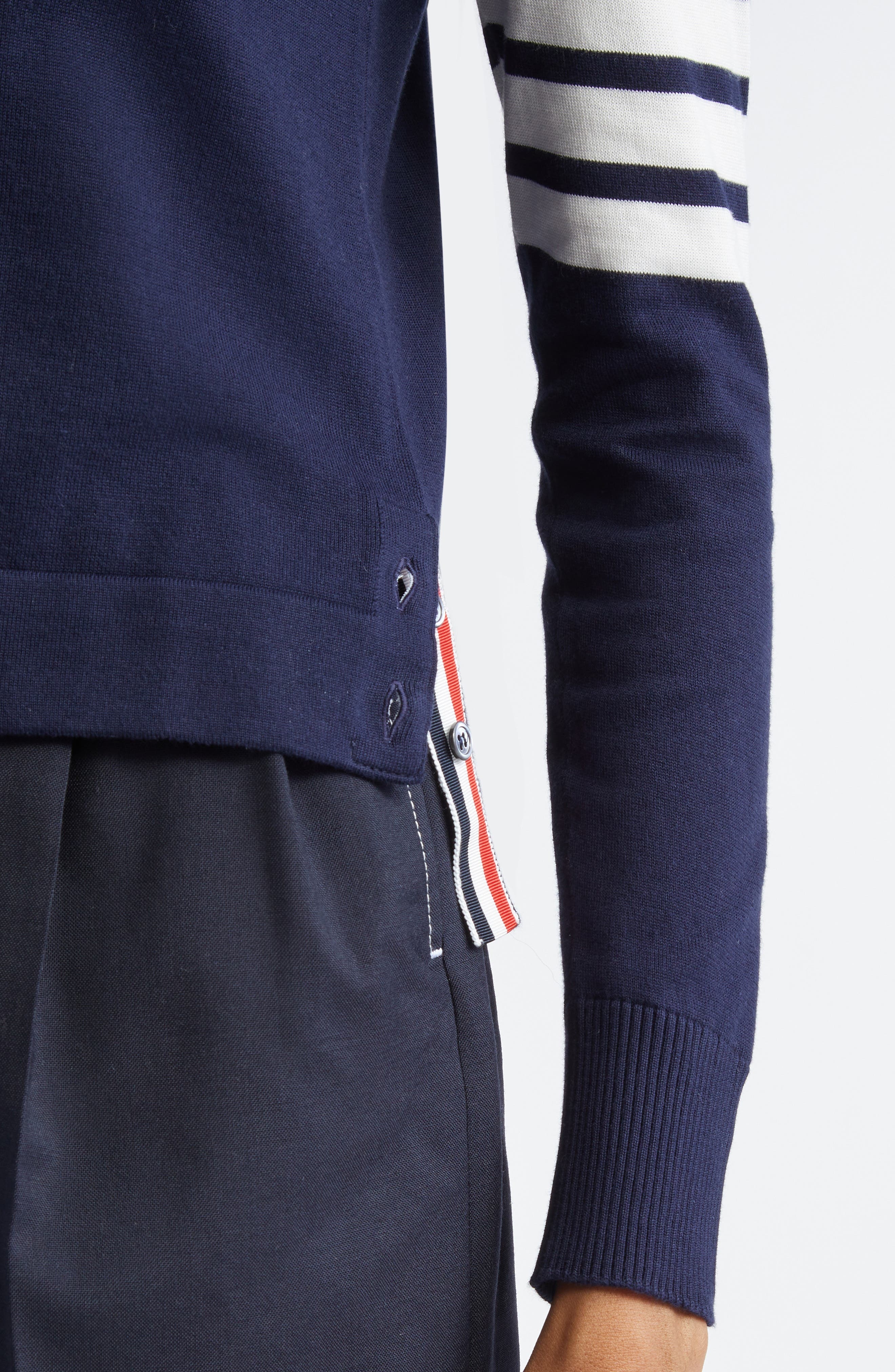 Thom Browne 4-Bar Jersey Stitch Cardigan in Navy at Nordstrom - 4