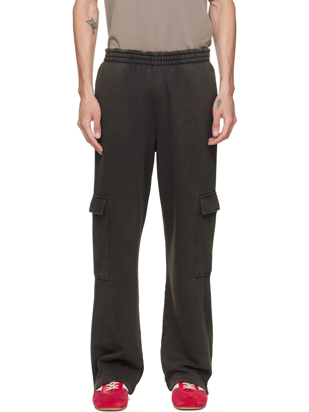 Brown Initial Cargo Sweatpants - 1