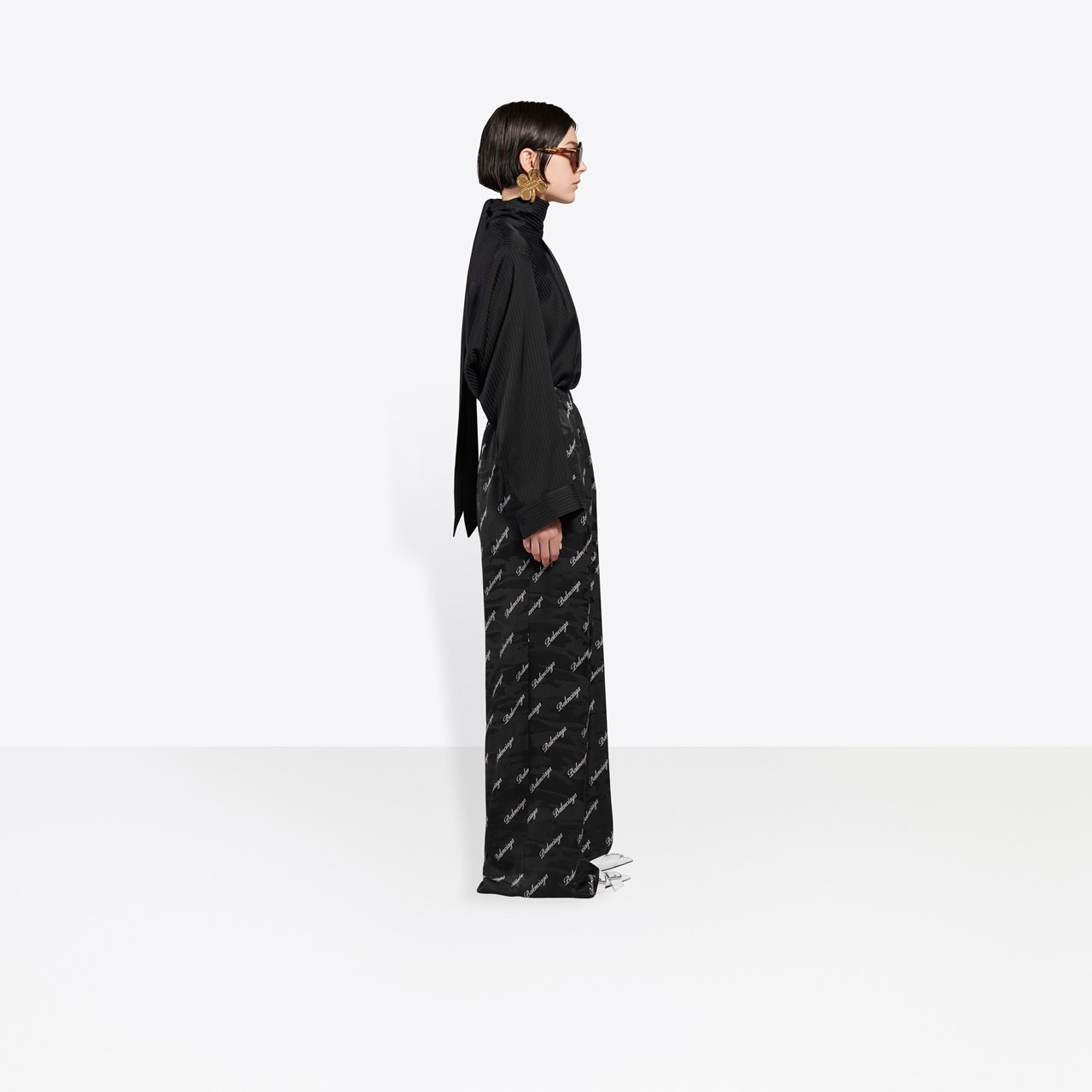 Allover Script Logo Wide Leg Pants - 3