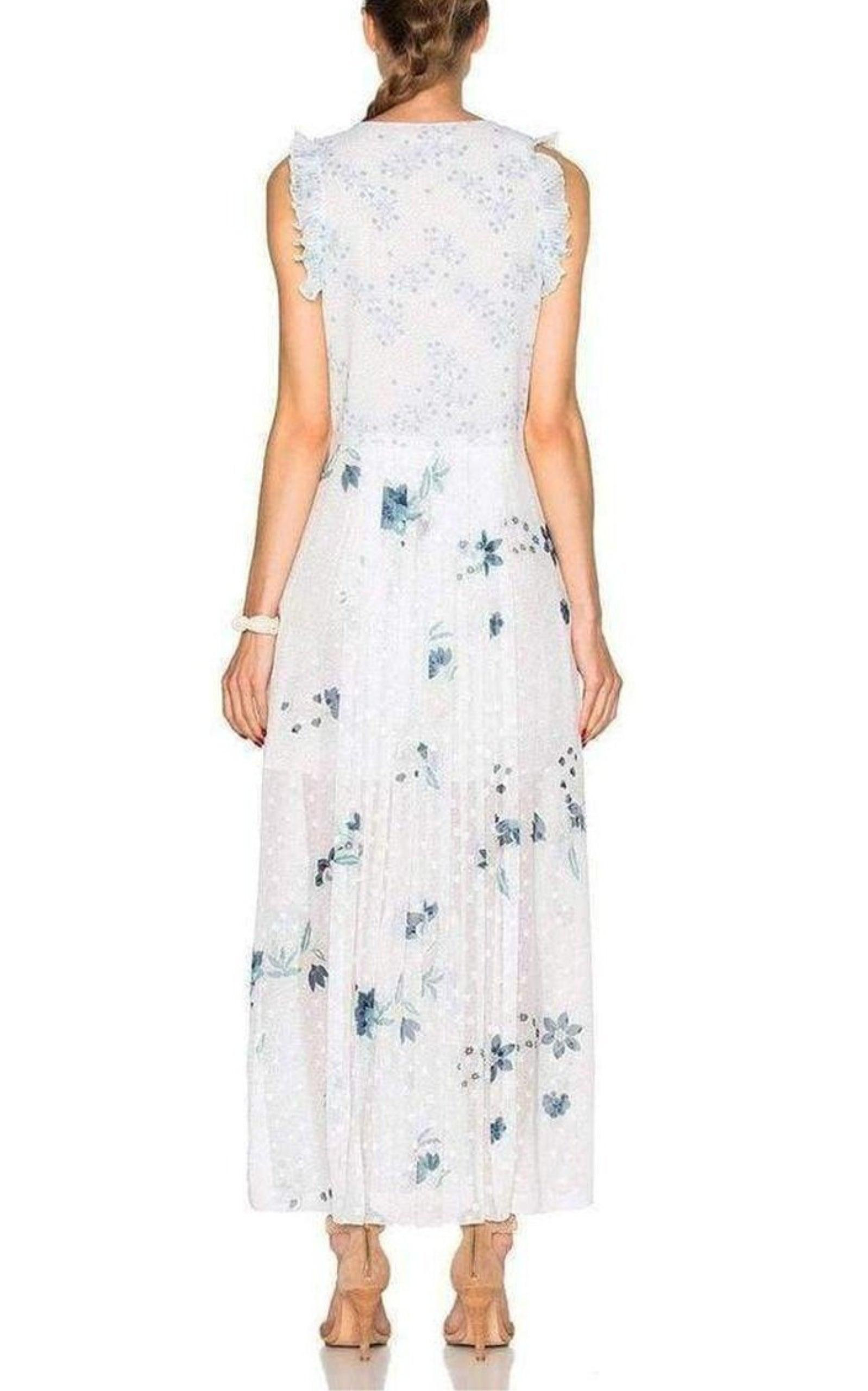Ruffle Trimmed Printed Fil Coupe Maxi Dress - 6