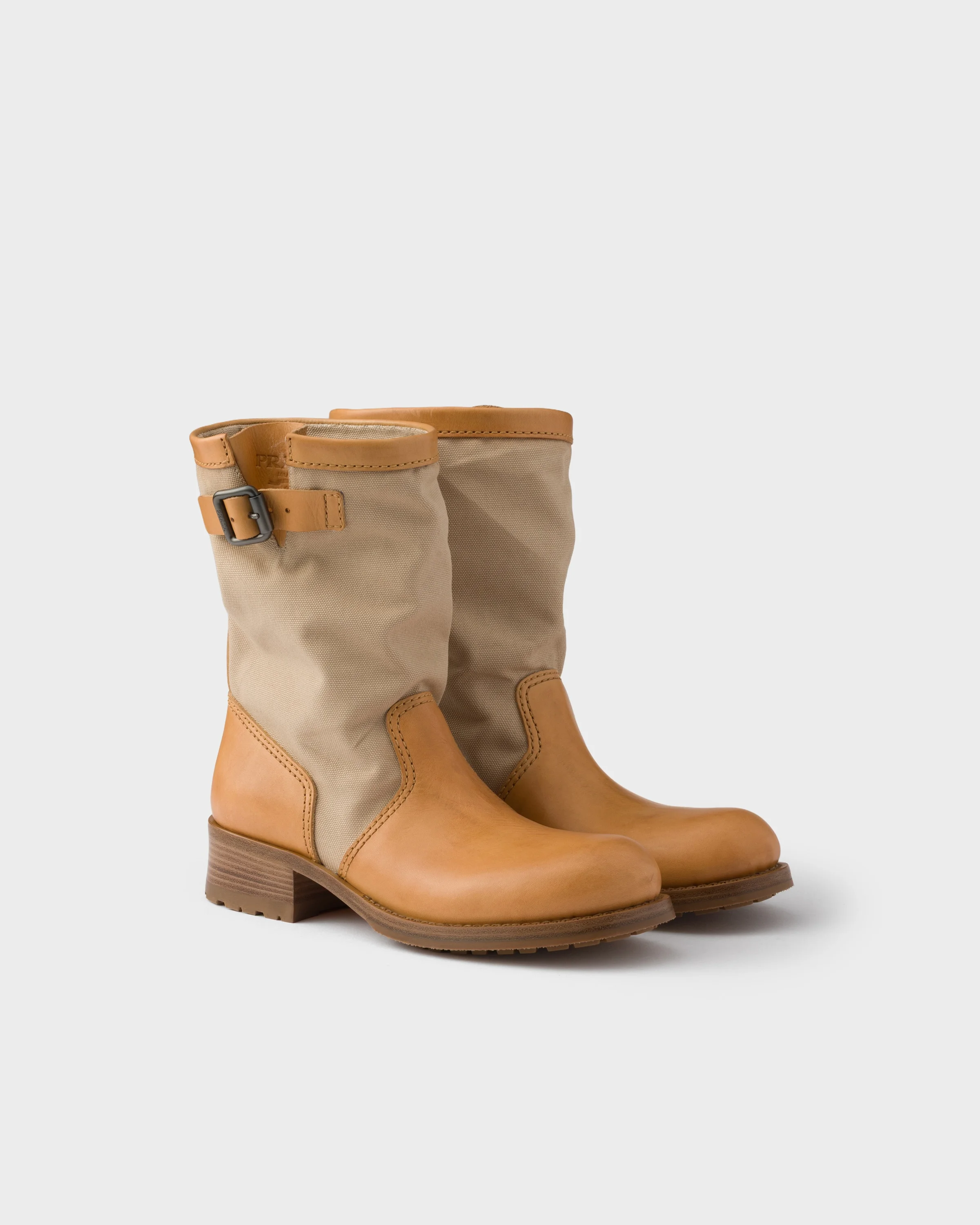 Leather and canvas boots - 1
