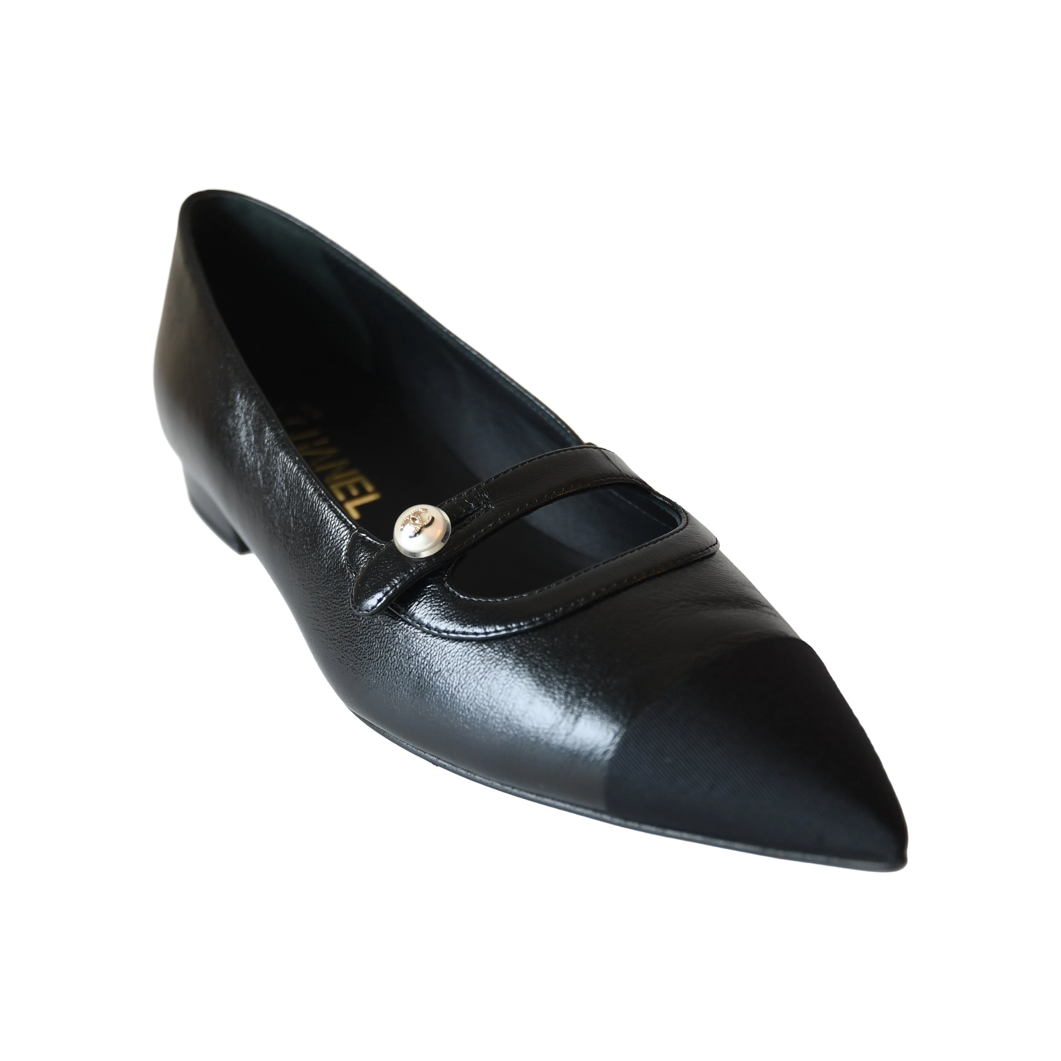 Chanel Interlocking CC Logo Ballet Flats Black - 1
