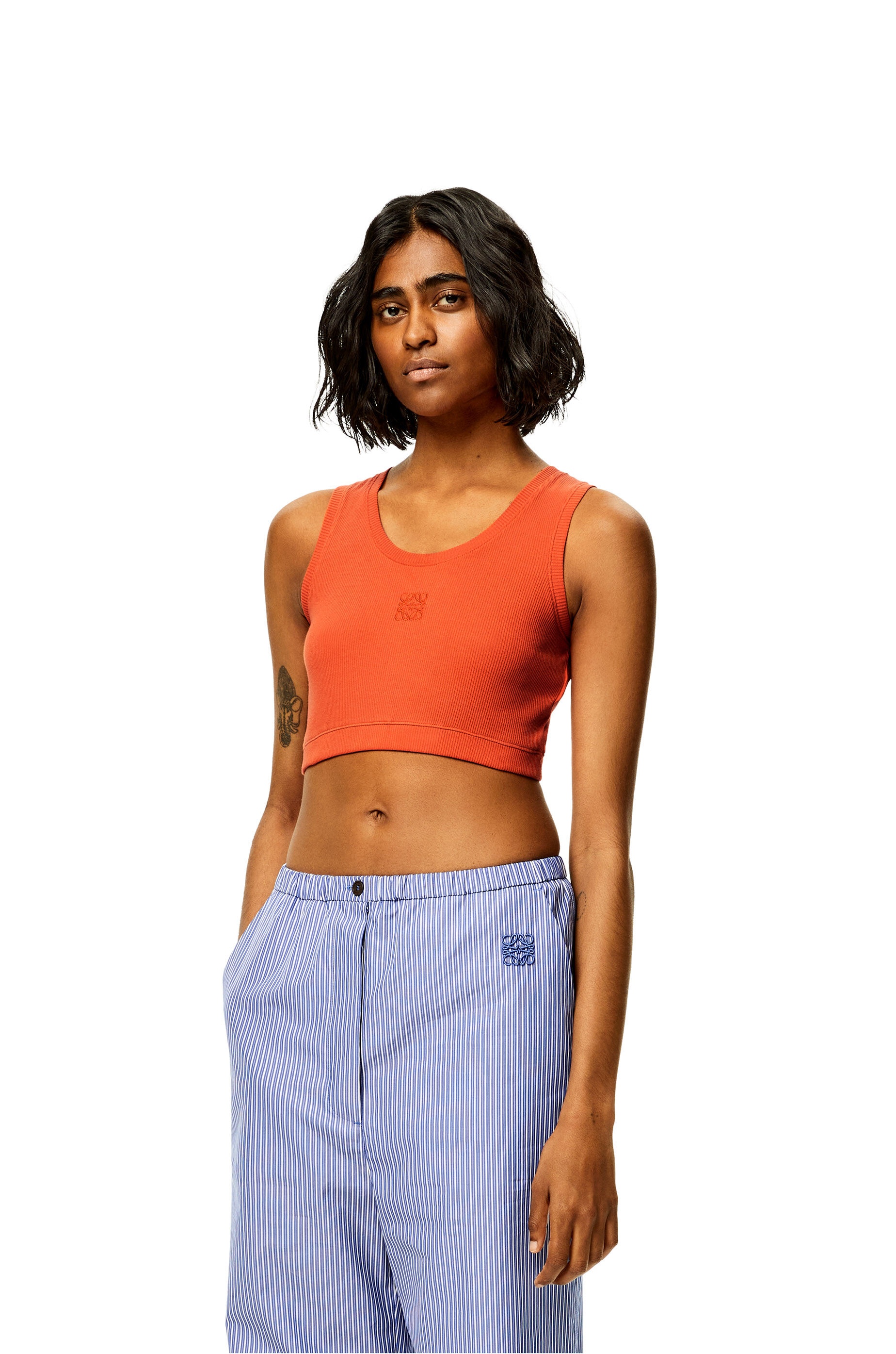 Anagram cropped tank top in cotton - 3