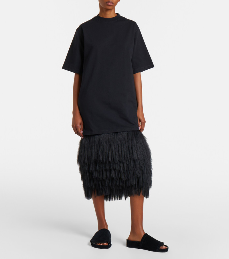 PHOEBE PHILO Fringed silk-blend satin slip skirt outlook