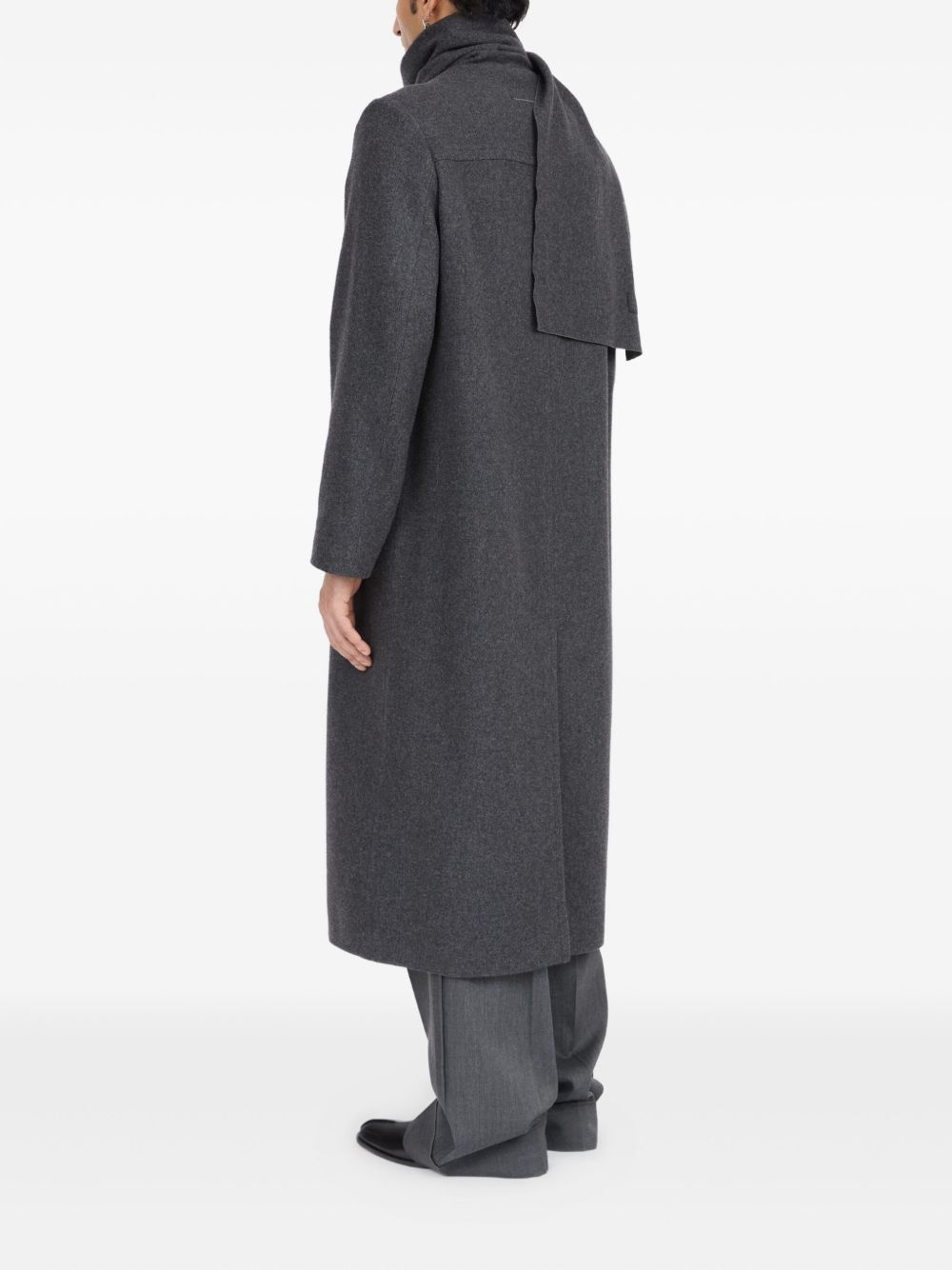 scarf-detail longline coat - 5