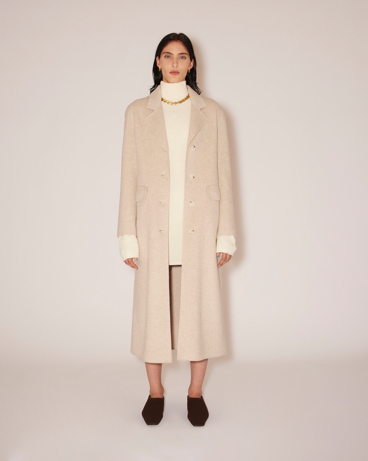 ILYS - Double wool flared coat - Oat - 2