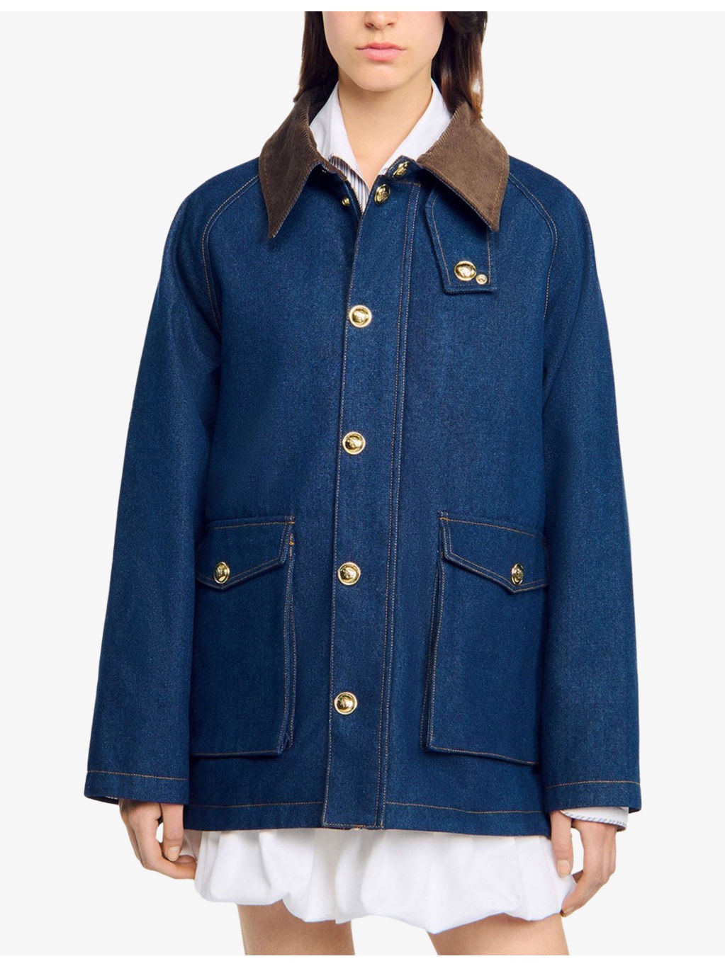 Contrast-Collar Regular-Fit Denim Jacket - 3