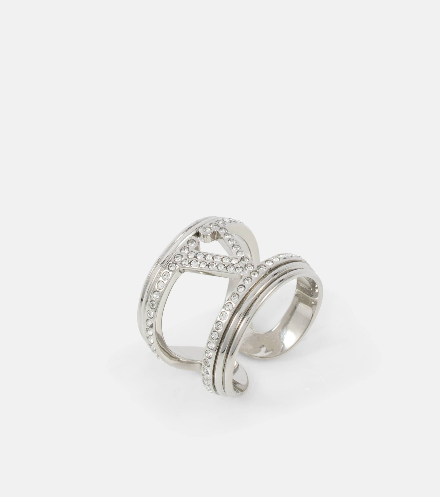 VLogo crystal-embellished ring - 2