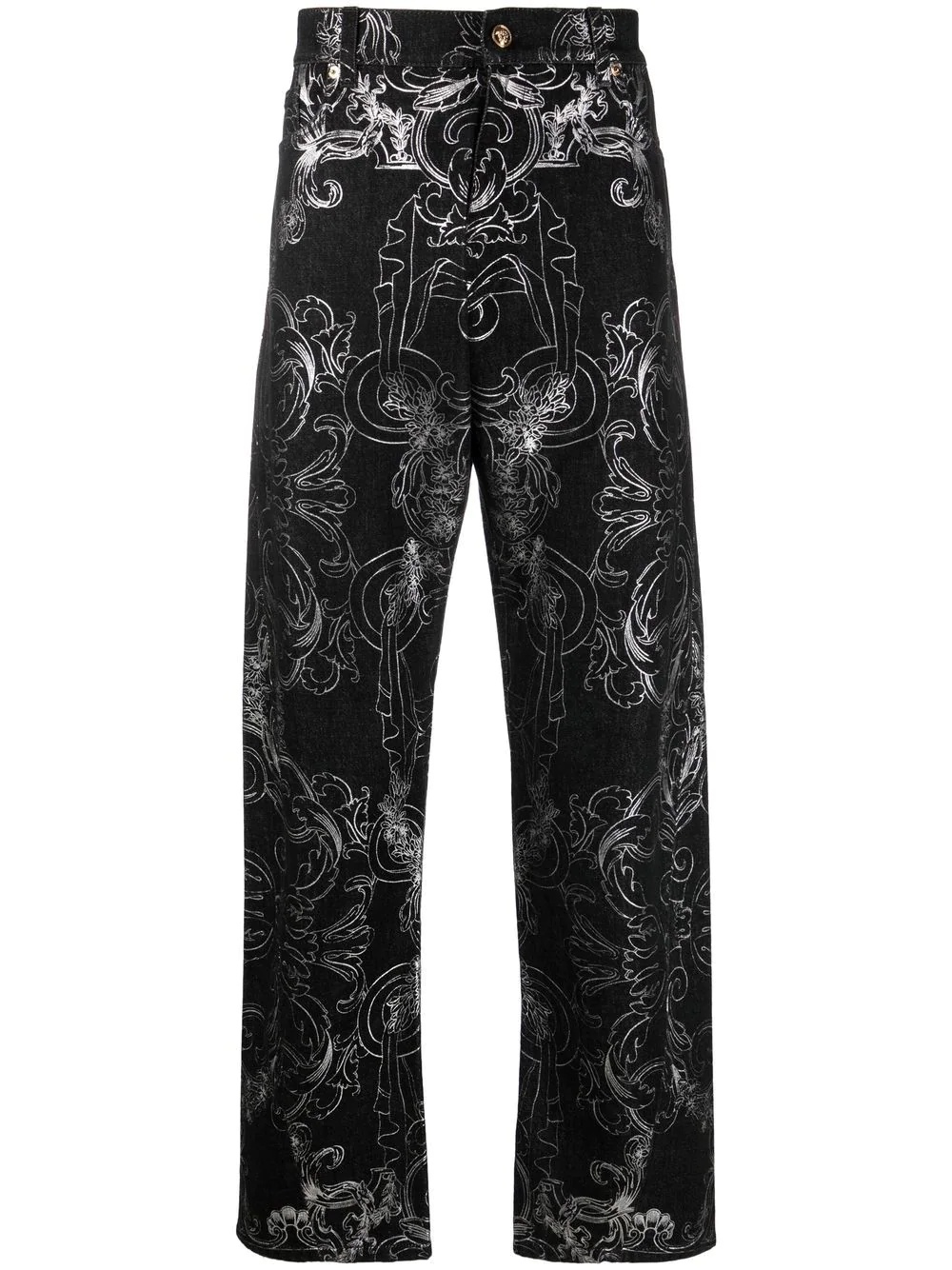 all-over baroque-print denim jeans - 1