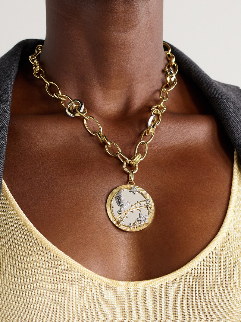 FOUNDRAE Resilience Oversized Medallion 18-karat Yellow And White Gold Diamond Pendant outlook