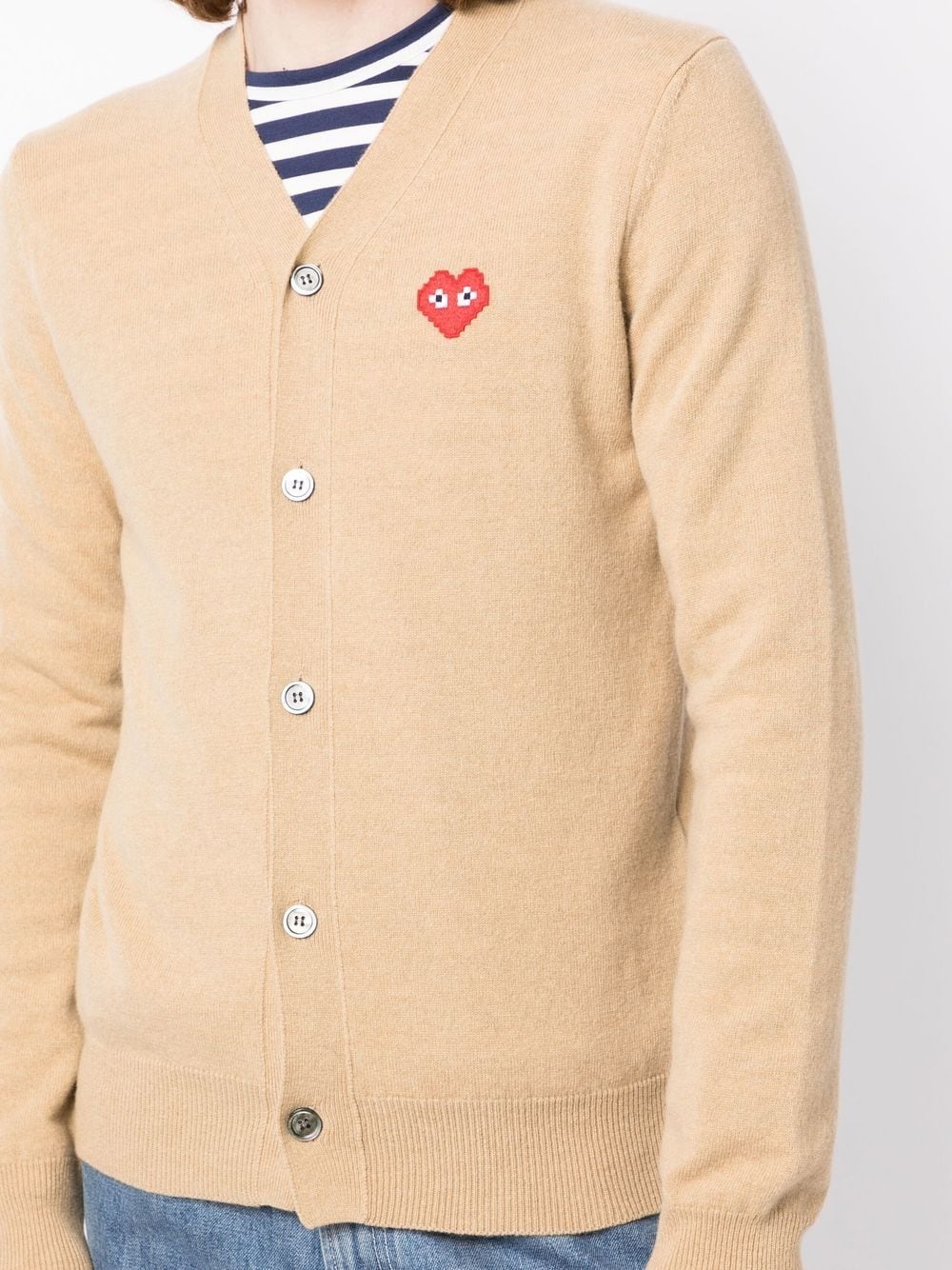 logo-patch wool cardigan - 5