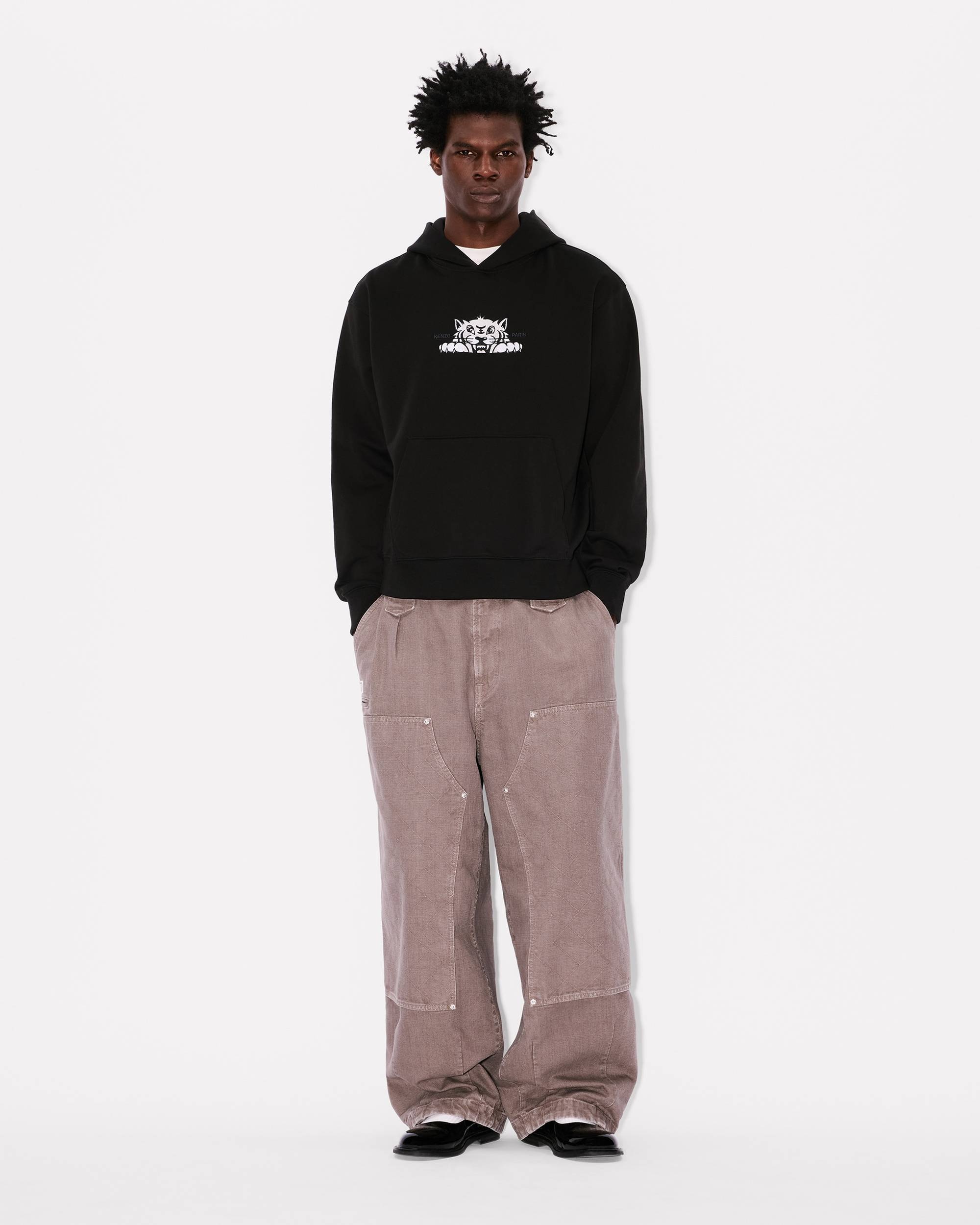 'KENZO Happy Tiger' embroidered hoodie in cotton - 5