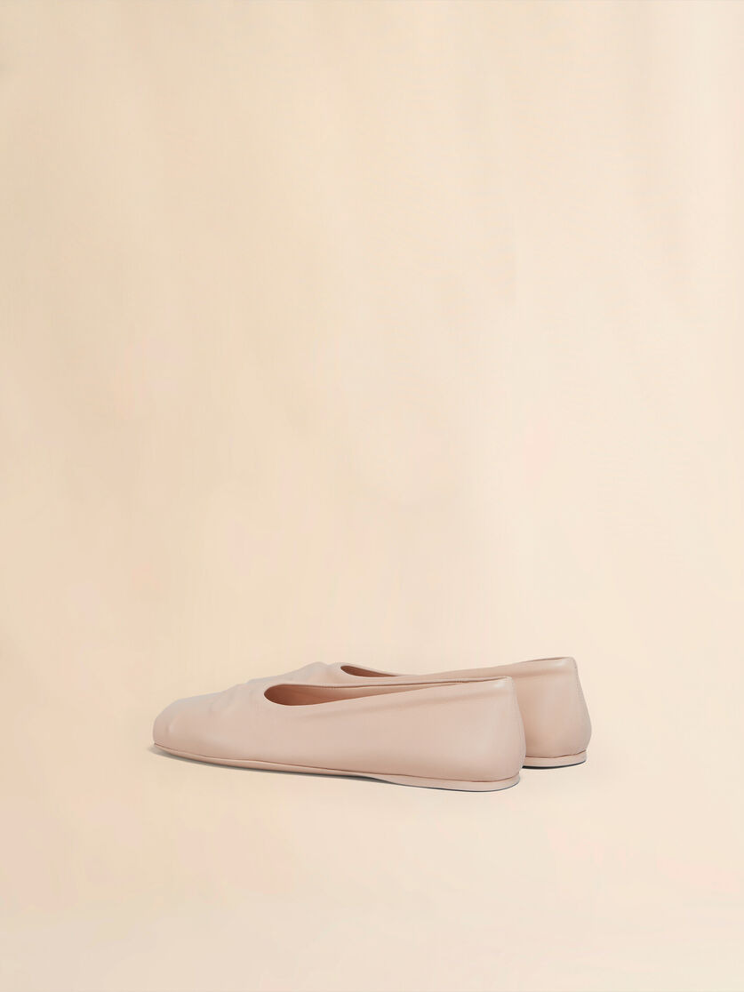 POWDER PINK NAPPA LEATHER SEAMLESS LITTLE BOW BALLET FLAT - 3