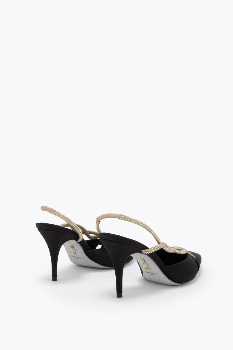 RENE CAOVILLA BRAID BLACK AND GOLD SLINGBACK 80 outlook