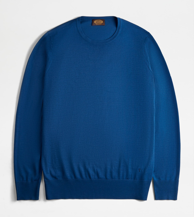 ROUND-NECK JUMPER IN T15 WOOL - BLUE 1