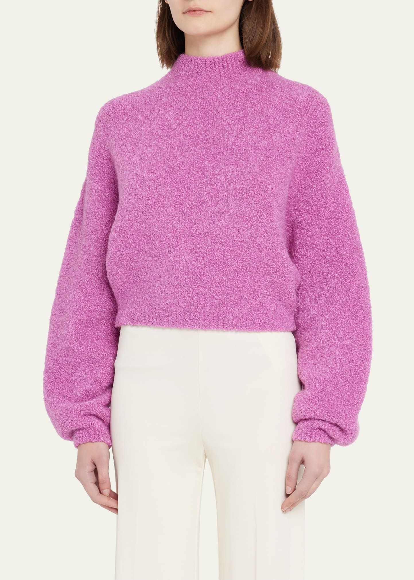 Cropped Boucle Sweater - 4