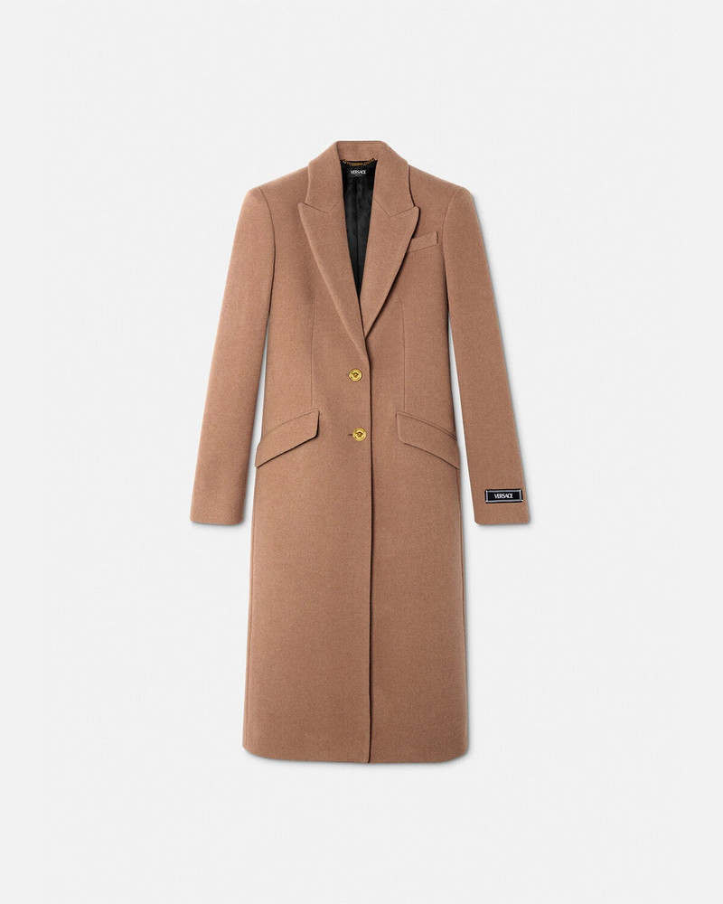Camel Wool Single-Breasted Long Coat 1
