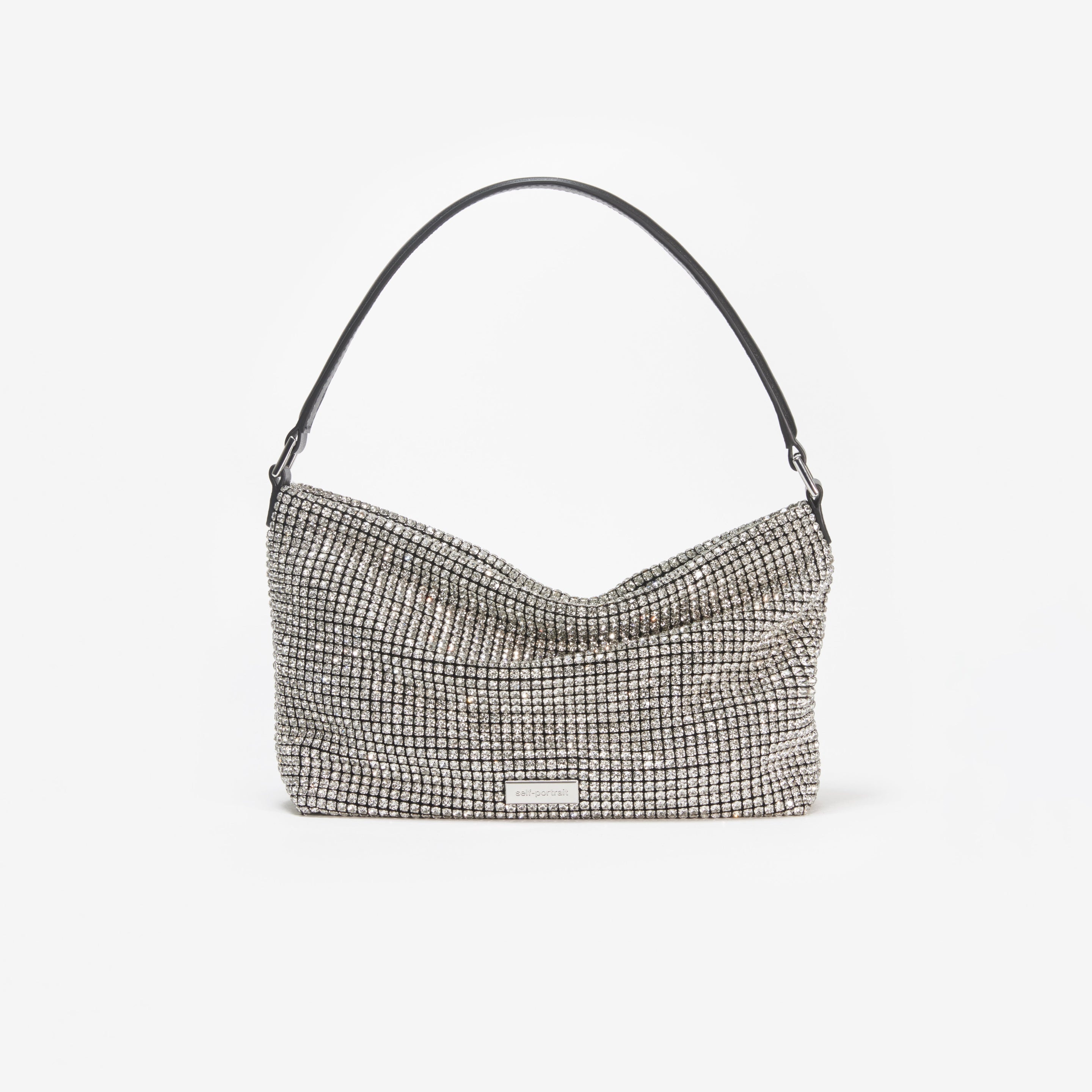 Silver Diamante Medium Hobo Bag - 1