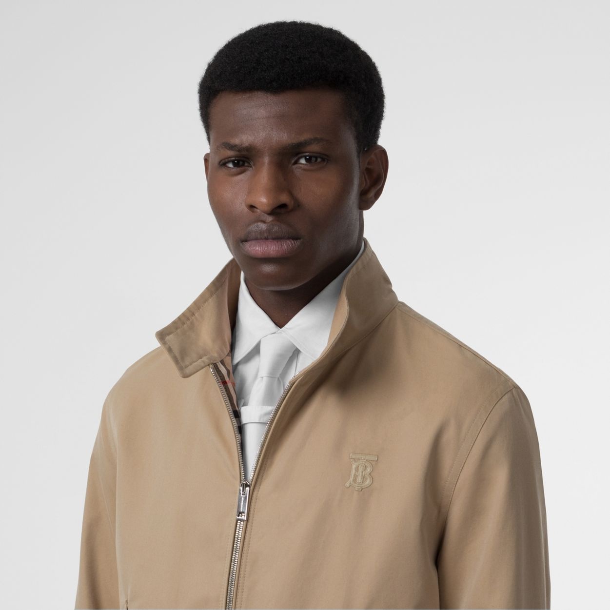 Icon Stripe Detail Cotton Gabardine Harrington Jacket - 3